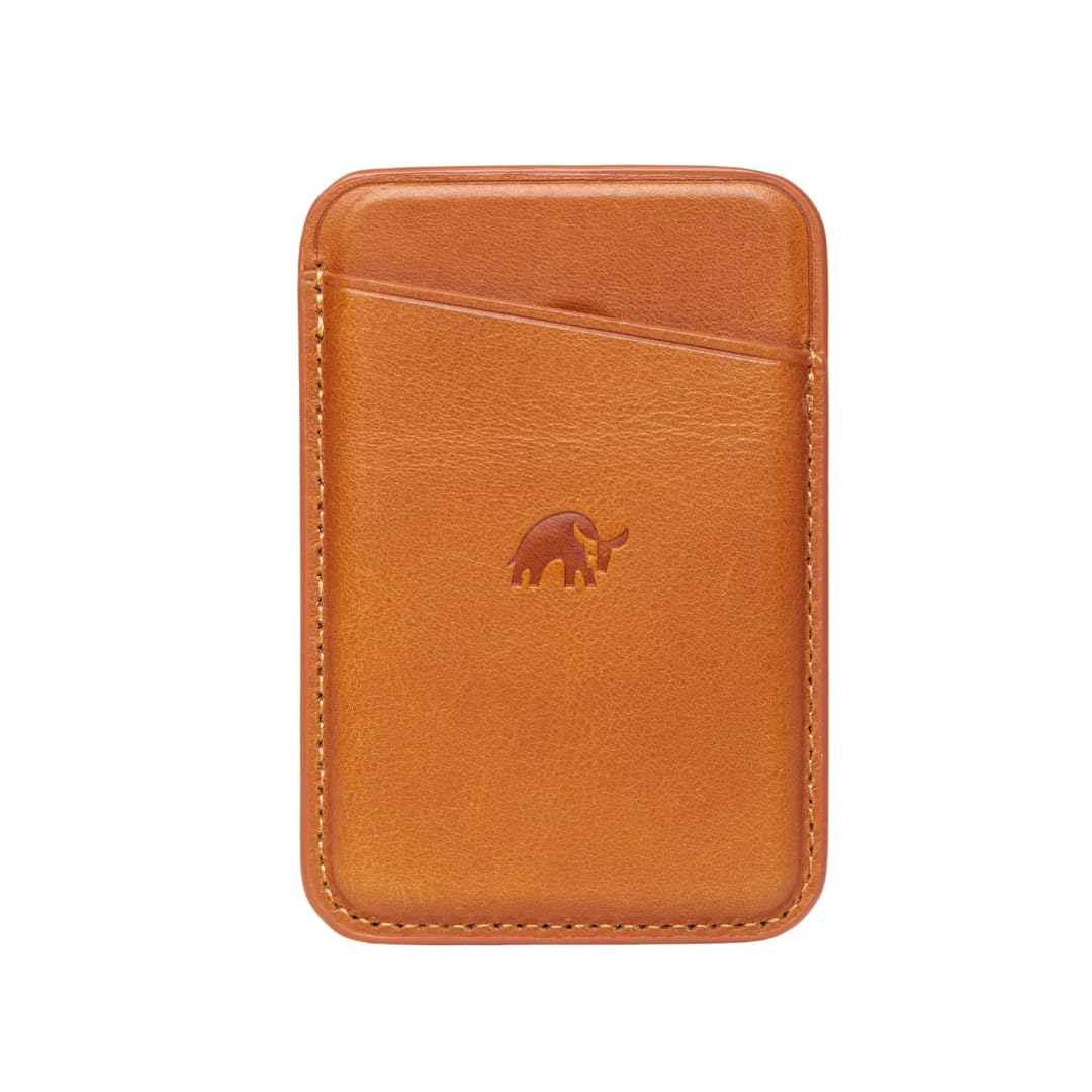 Premium Leather MagSafe Wallet for iPhone - Bullstrap Genuine Leather Slim Card Holder with Strong Magnetic Grip (Sienna Brown) | Compatible with MagSafe Cases | Perfect for Everyday Carry, Travel & Minimalist Lifestyle