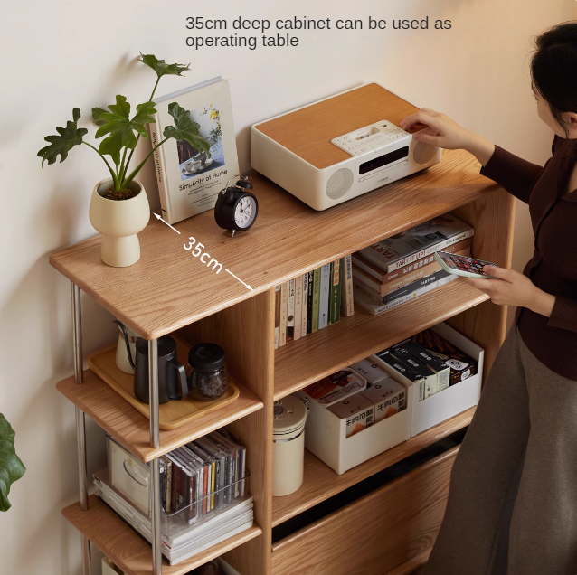 Oak Solid Wood Modern Bookcase - Stylish Bookshelf for Home & Office - Perfect for Living Room, Bedroom, and Study Room Organization