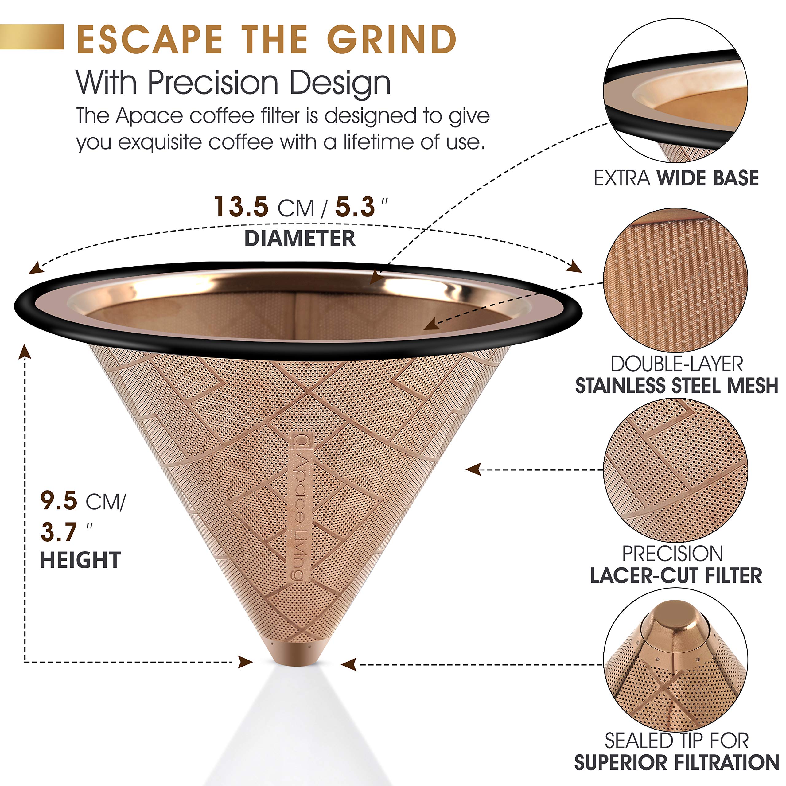 Reusable Stainless Steel Coffee Dripper for Hario V60 & Chemex - Eco-Friendly Pour Over Brewing at Home
