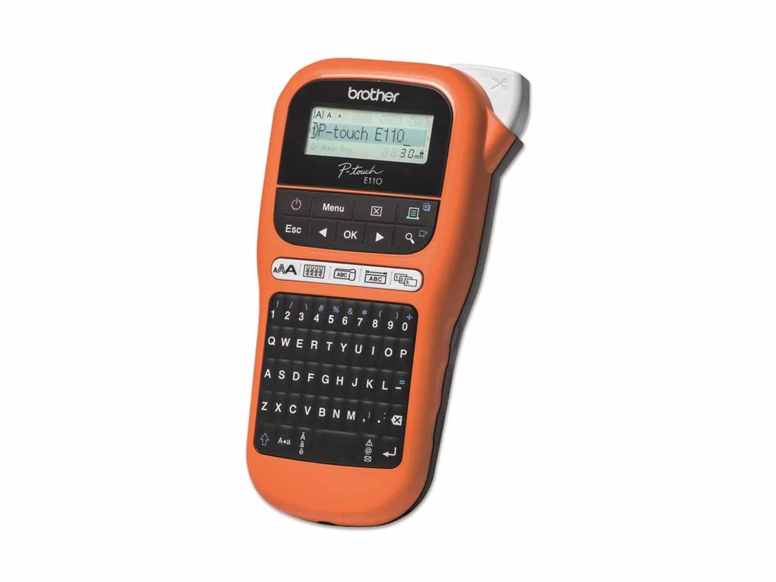 Brother PT-E110 Label Maker - Electrician Label Printer with QWERTY Keyboard | Handheld Labeling Machine for 12mm Tapes | Includes 12mm Black on White Tape Cassette | Perfect for Office, Warehouse & Electrical Work Organization
