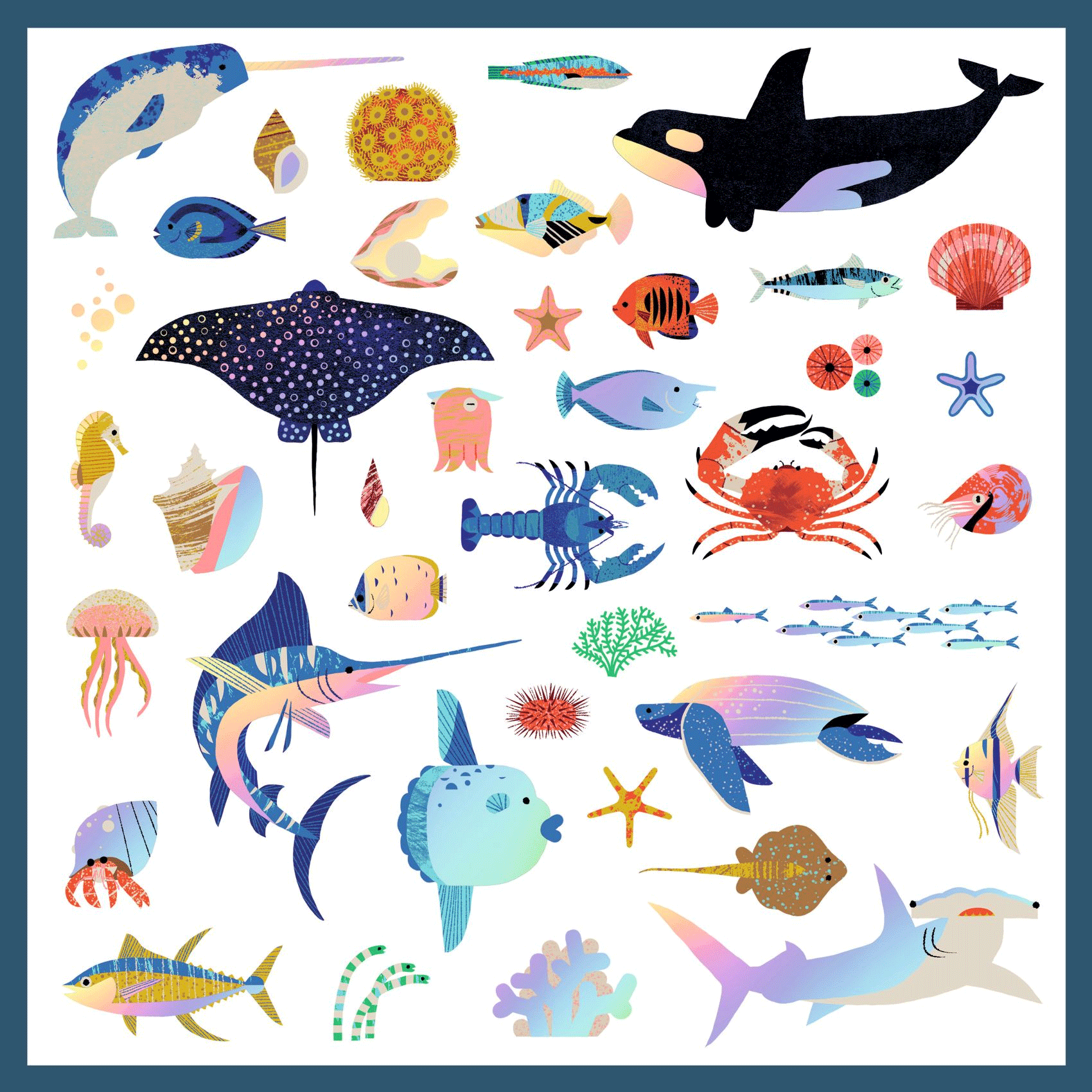 Ocean Metallic Stickers by Djeco - Premium Waterproof Decals for Scrapbooking, Laptop Decoration & DIY Crafts