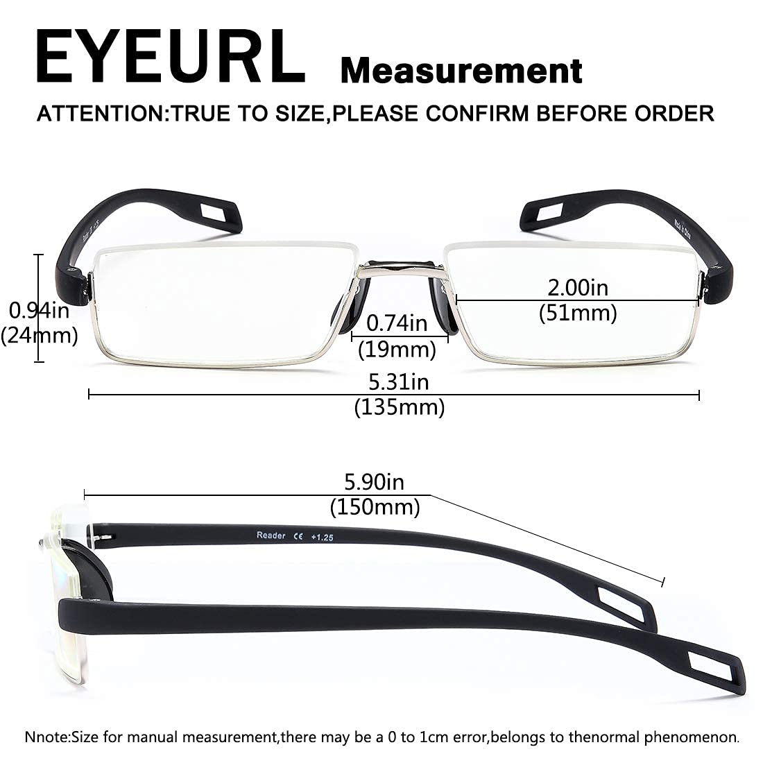 Blue Light Blocking Reading Glasses for Men & Women - Half-Rim Computer Readers with Thin Optics (0.0 Strength) - Perfect for Office Work, Screen Time & Digital Eye Strain Relief
