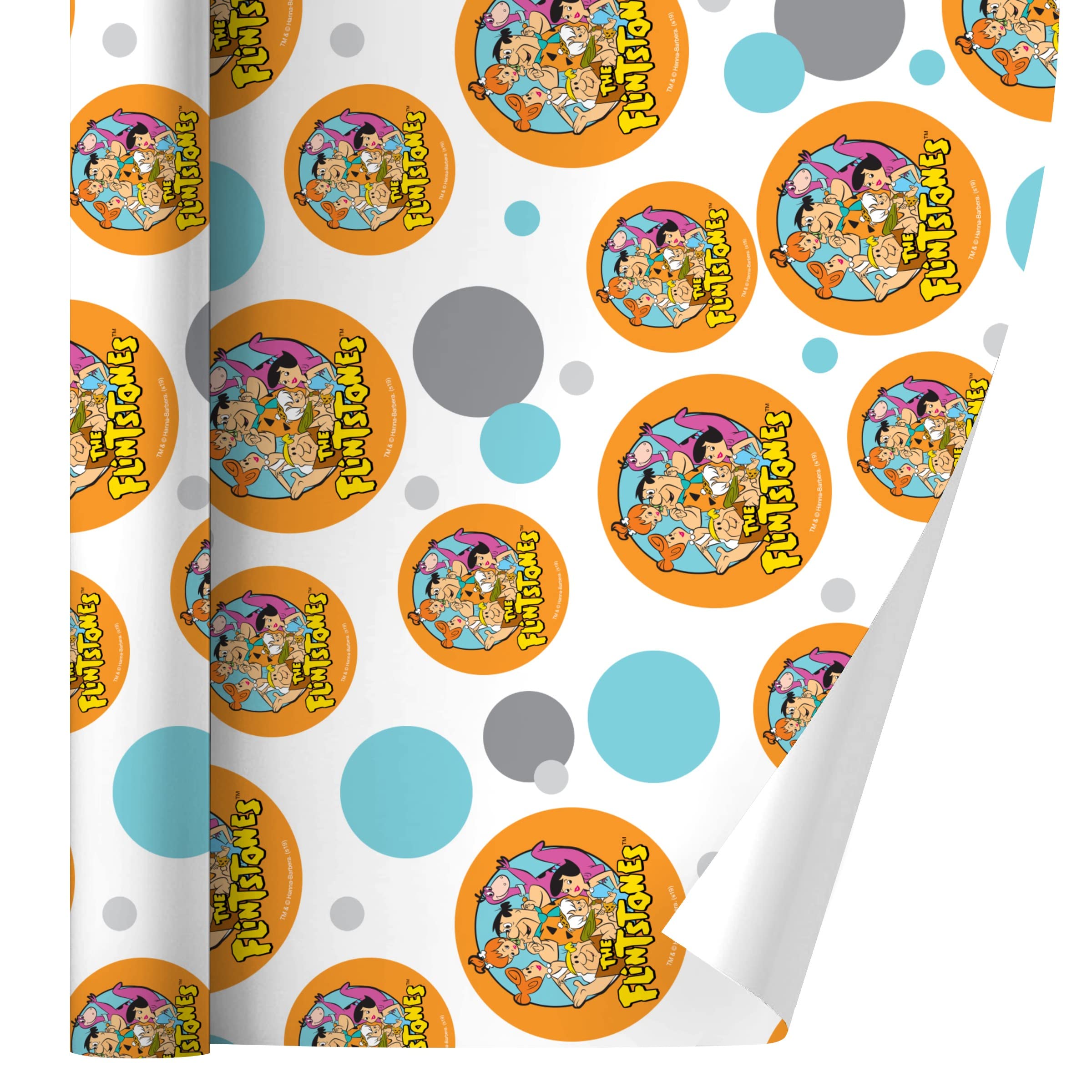 The Flintstones Cartoon Gift Wrap Paper Roll - Fun & Colorful Wrapping Paper for Birthdays, Parties & Holidays - 24 Inches x 10 Feet