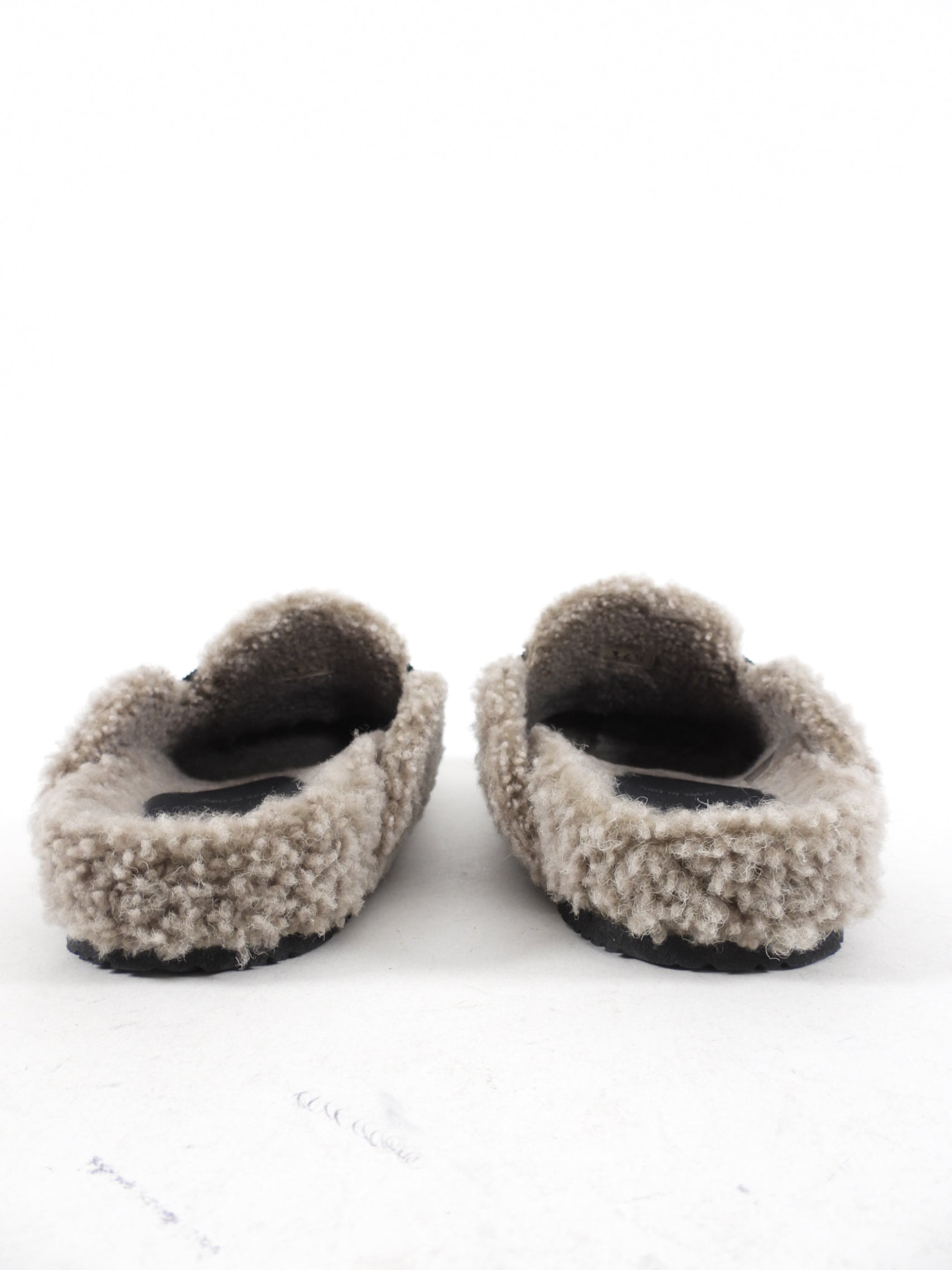Brunello Cucinelli Grey Shearling Monili Slippers - Women's Luxury Shearling House Shoes Size 36.5 | Cozy Indoor & Outdoor Comfort for Home, Travel & Spa Relaxation