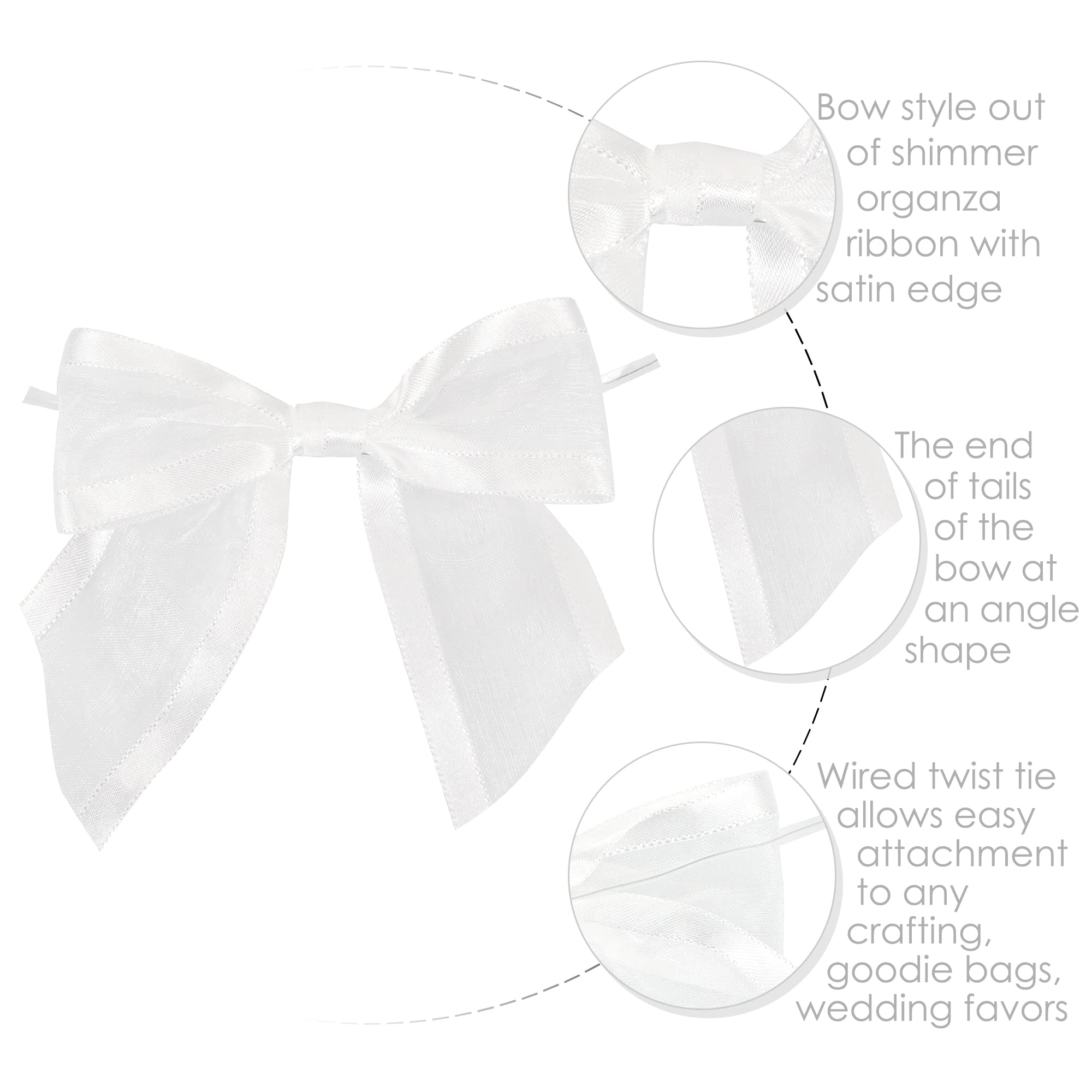 Premade White Bows for Wedding & Christmas Decor - 12 Pack