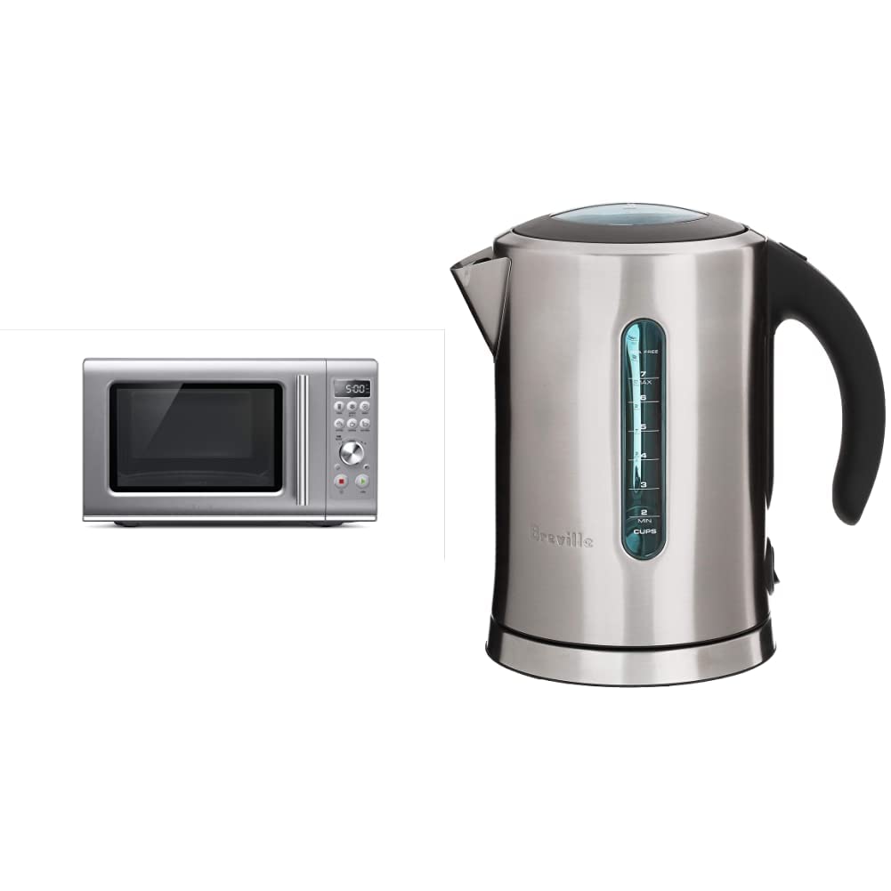 Breville Compact Countertop Microwave Oven with Soft-Close Door & Pure Electric Kettle Set - Perfect for Small Kitchens, Dorms, and Office Break Rooms