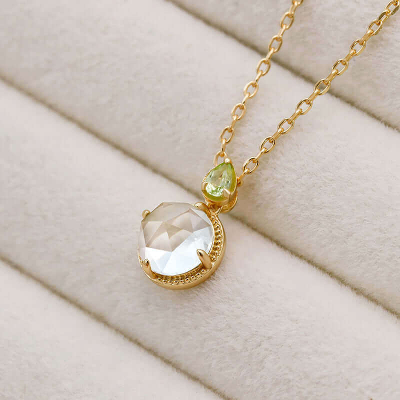 Faceted Peridot and Amethyst Green Gemstone Necklace for Women | Elegant Handmade Jewelry Gift for Birthday, Anniversary & Special Occasions | TB2210A