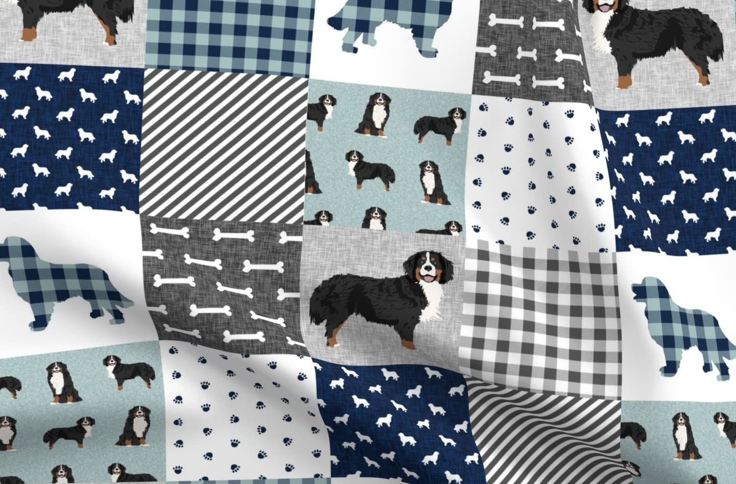 Bernese Mountain Dog Printed Minky Fabric - Soft Plush Fat Quarter for Baby Blankets, Quilt Backing & Sewing Projects - Pet Portrait Wholecloth Cheater Quilt Fabric - Perfect for DIY Crafts, Home Decor & Gift Making