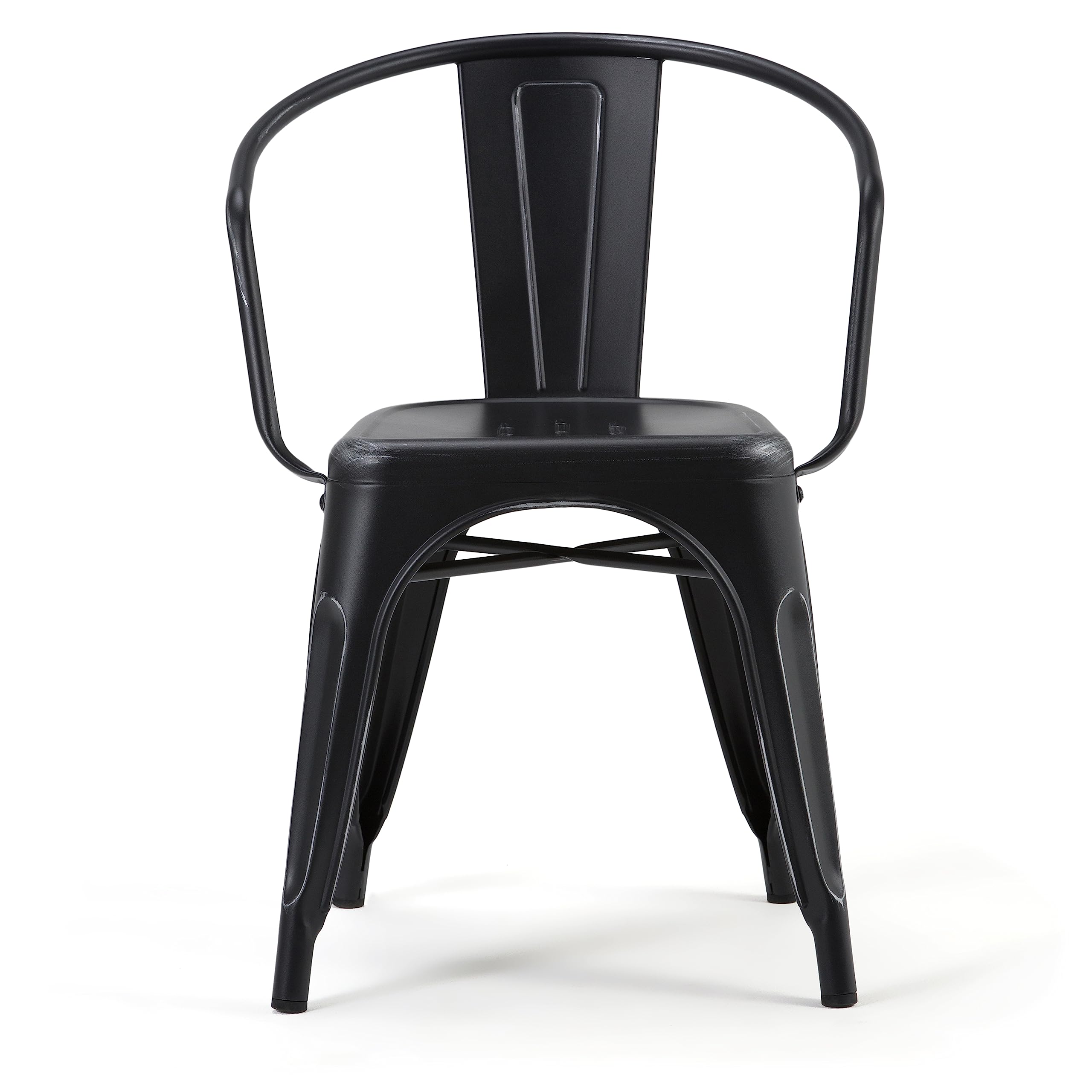 SIMPLIHOME Larkin 2-Piece Industrial Dining Chair Set - Distressed Black & Silver Metal Kitchen Chairs, 20.1