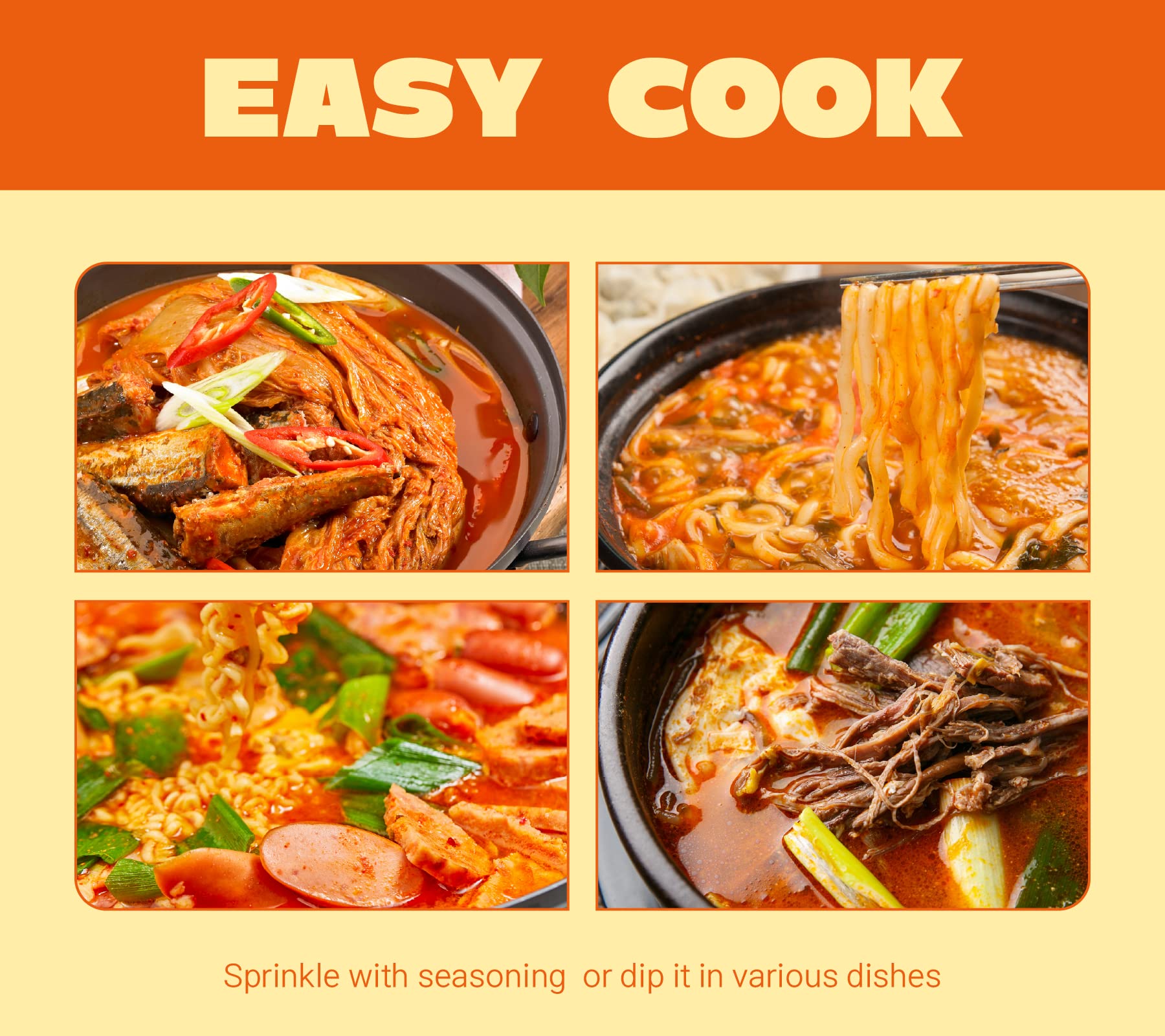 20-Pack Korean Ramen Soup Powder Sticks (10 Spicy + 10 Mild) - Instant Flavoring for Noodles, Rice & Cooking | Perfect for Home, Office & Travel | Authentic Korean Seasoning for Soups, Hot Pots & Snacks