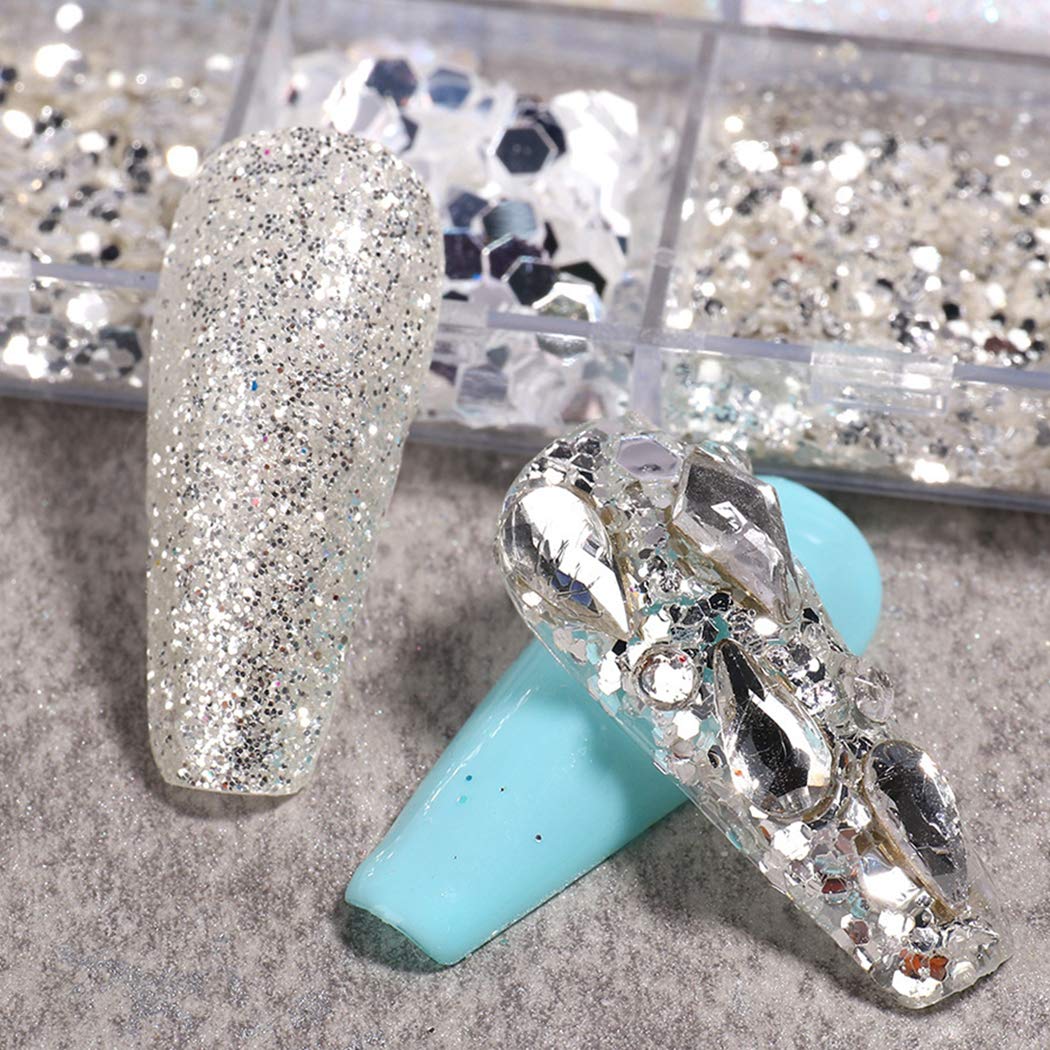 Boxoon Non-Toxic Nail Art Sequin Set - Glitter Manicure Sequins & Nail Foil Stickers for DIY Nail Designs | Perfect for Home Manicures, Parties & Special Occasions