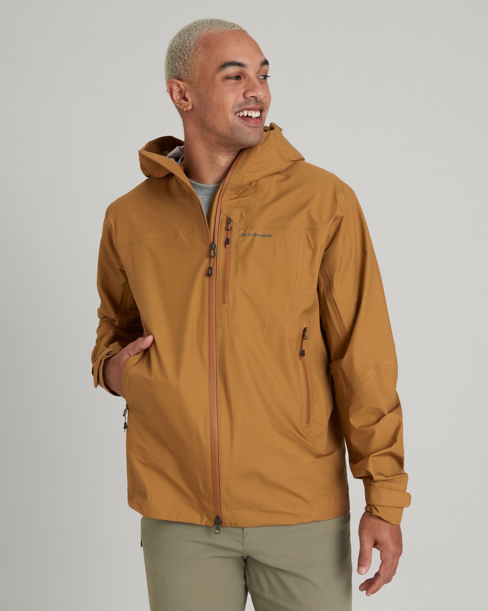 Men's STORM Chaser 3-Layer Waterproof Rain Jacket - Windproof & Breathable Outdoor Shell (Golden Oak) | Perfect for Hiking, Camping & Everyday Wear