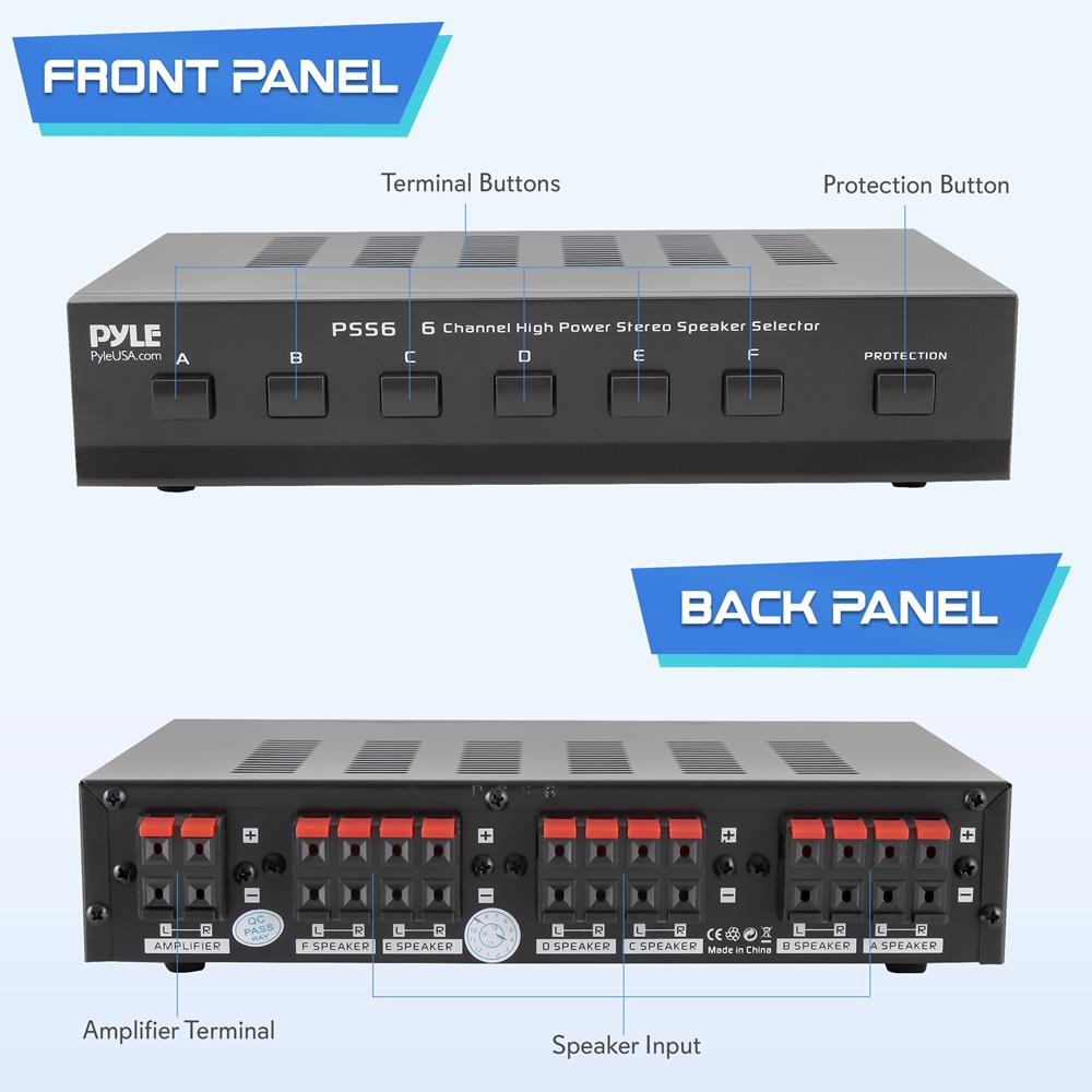 Premium High Power Stereo Speaker Selector Switch - 4 Zone Audio Distribution System for Home Theater, Multi-Room Setup & Professional Sound Systems