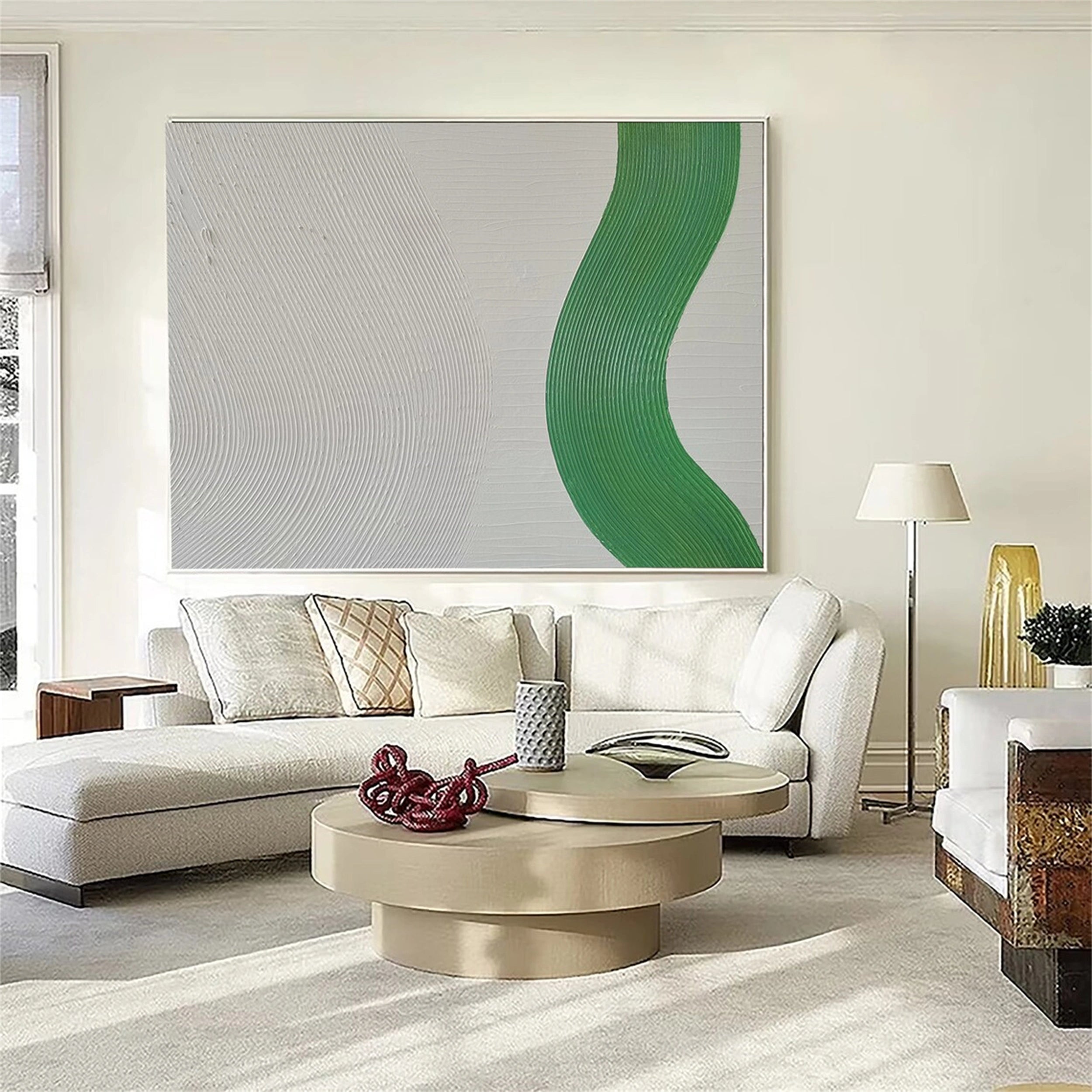 Blue & Green Abstract Wall Art Painting #BG017 - Modern Canvas Print for Living Room, Bedroom & Office Decor