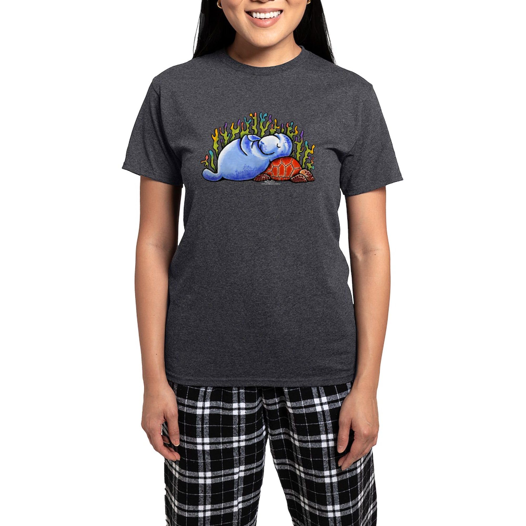 Sea Turtle & Manatee Women's Pajama Set - Soft Charcoal Sleepwear for Women | Cozy Lounge & Sleepwear for Beach Lovers & Animal Enthusiasts