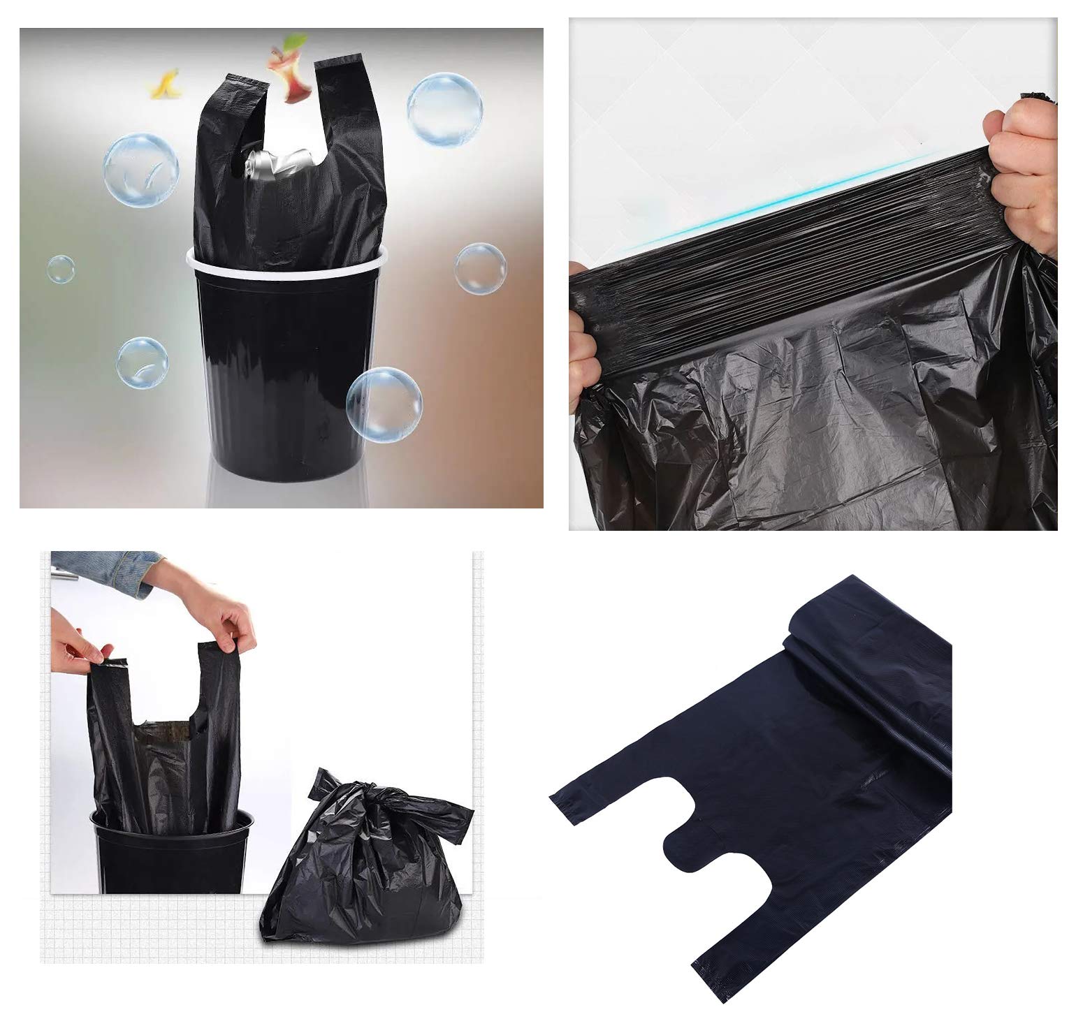 200 Counts 4 Gallon Black Trash Bags with Handles - 1.8mil Thick Heavy Duty Kitchen Garbage Bags for Home, Office, Picnic & Contractor Use - Bulk Pack of Durable Waste Bin Liners for Daily Household Cleaning