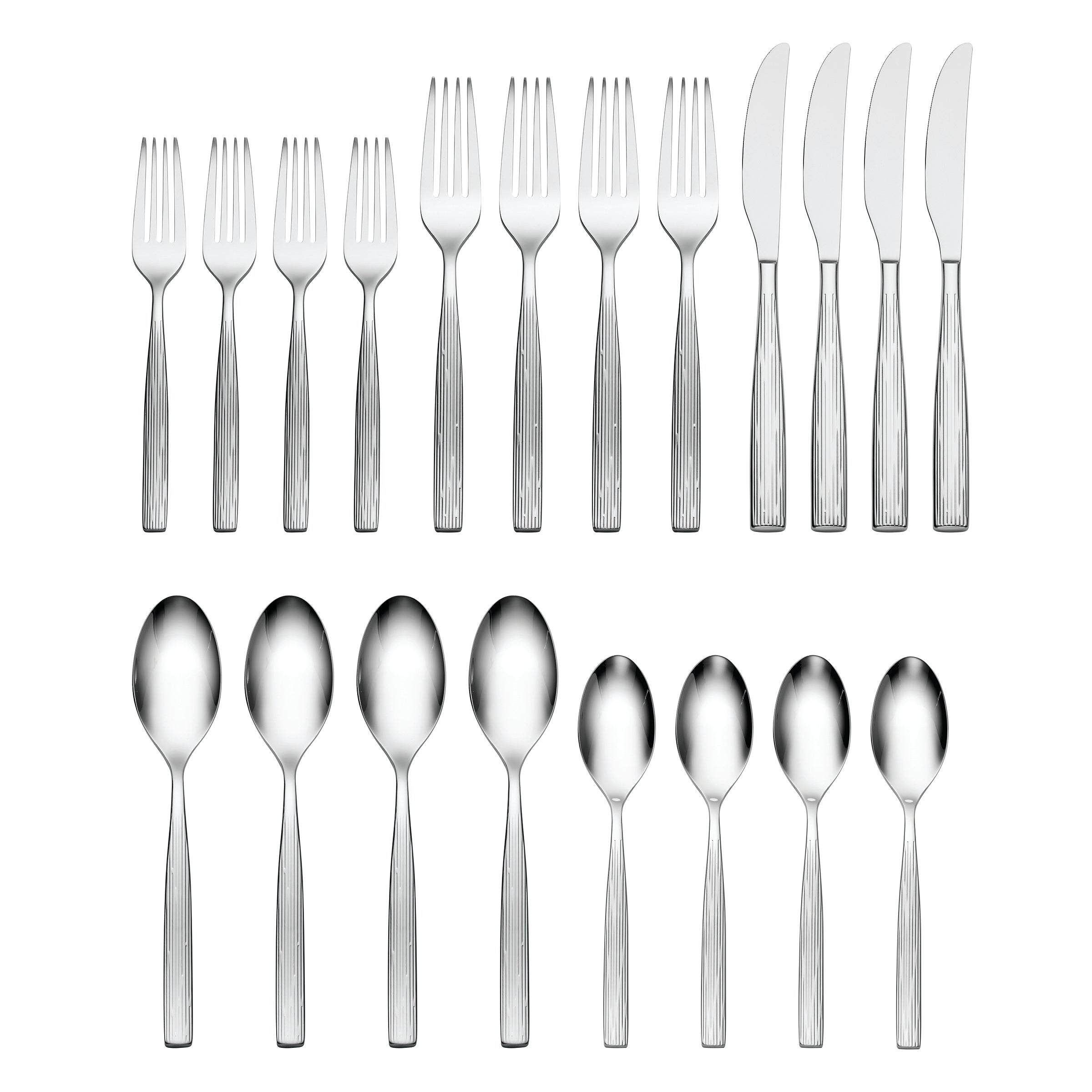 Premium Ensley 20-Piece Stainless Steel Flatware Set - Service for 4 - Elegant Dining Utensils for Everyday Use & Special Occasions - Dishwasher Safe Silverware Set for Home, Restaurant & Gifting