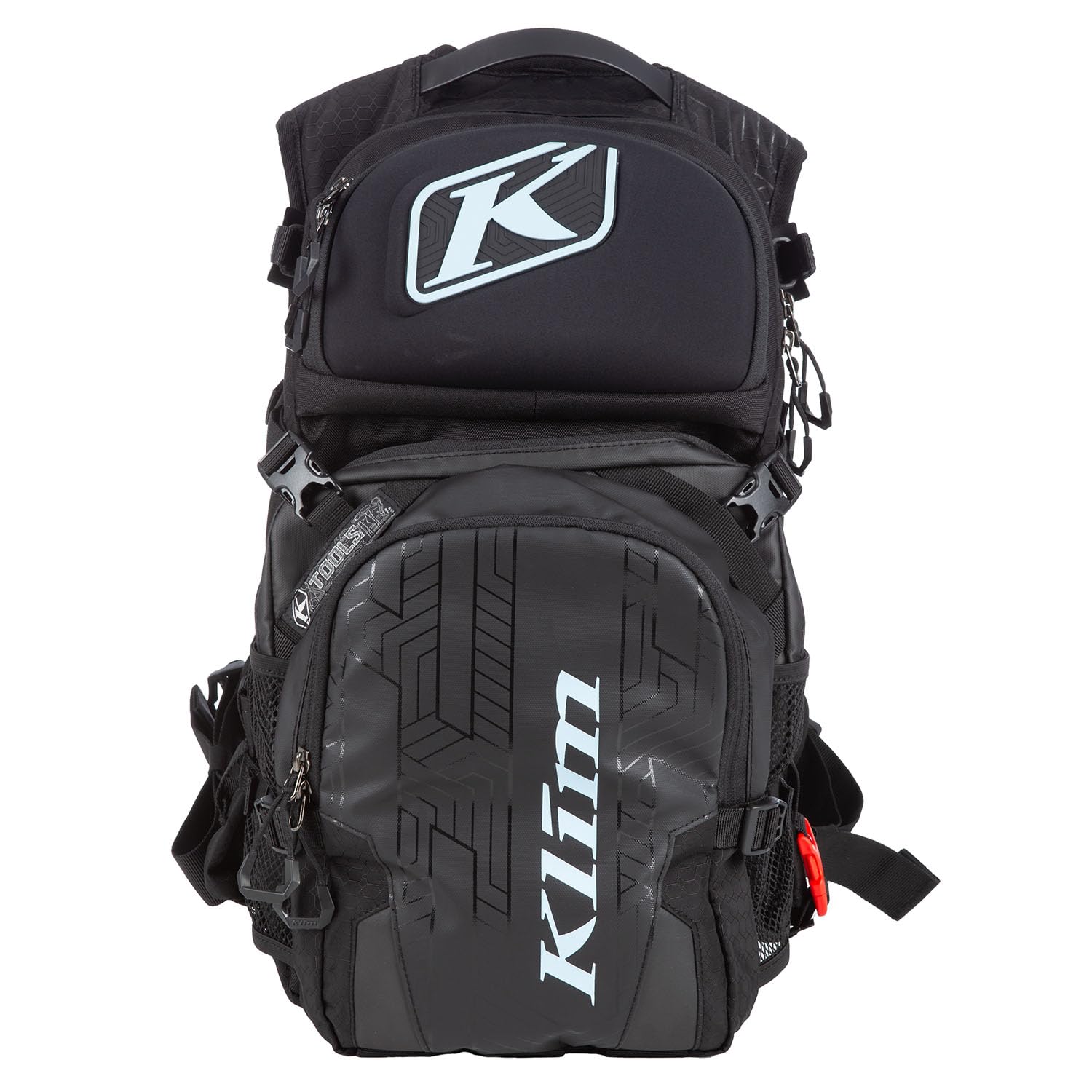 KLIM Nac Pak Technical Backpack - Waterproof Hiking Backpack for Outdoor Adventures (Black & Crystal Blue) - Perfect for Camping, Travel & Daily Commute