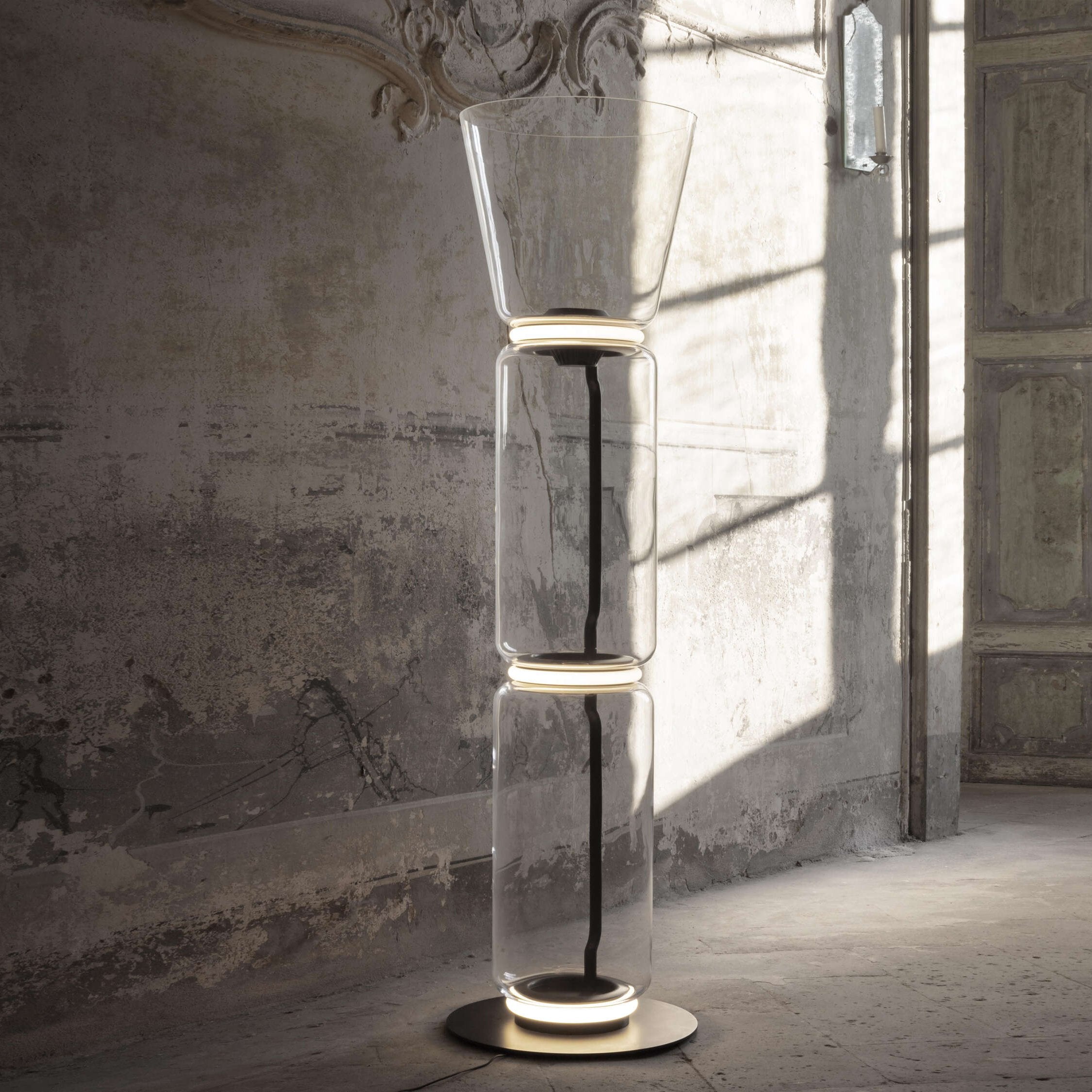 Modern Bamboo Glass Floor Lamp - Elegant Home Decor for Living Room, Bedroom & Office - Perfect for Ambient Lighting & Relaxation