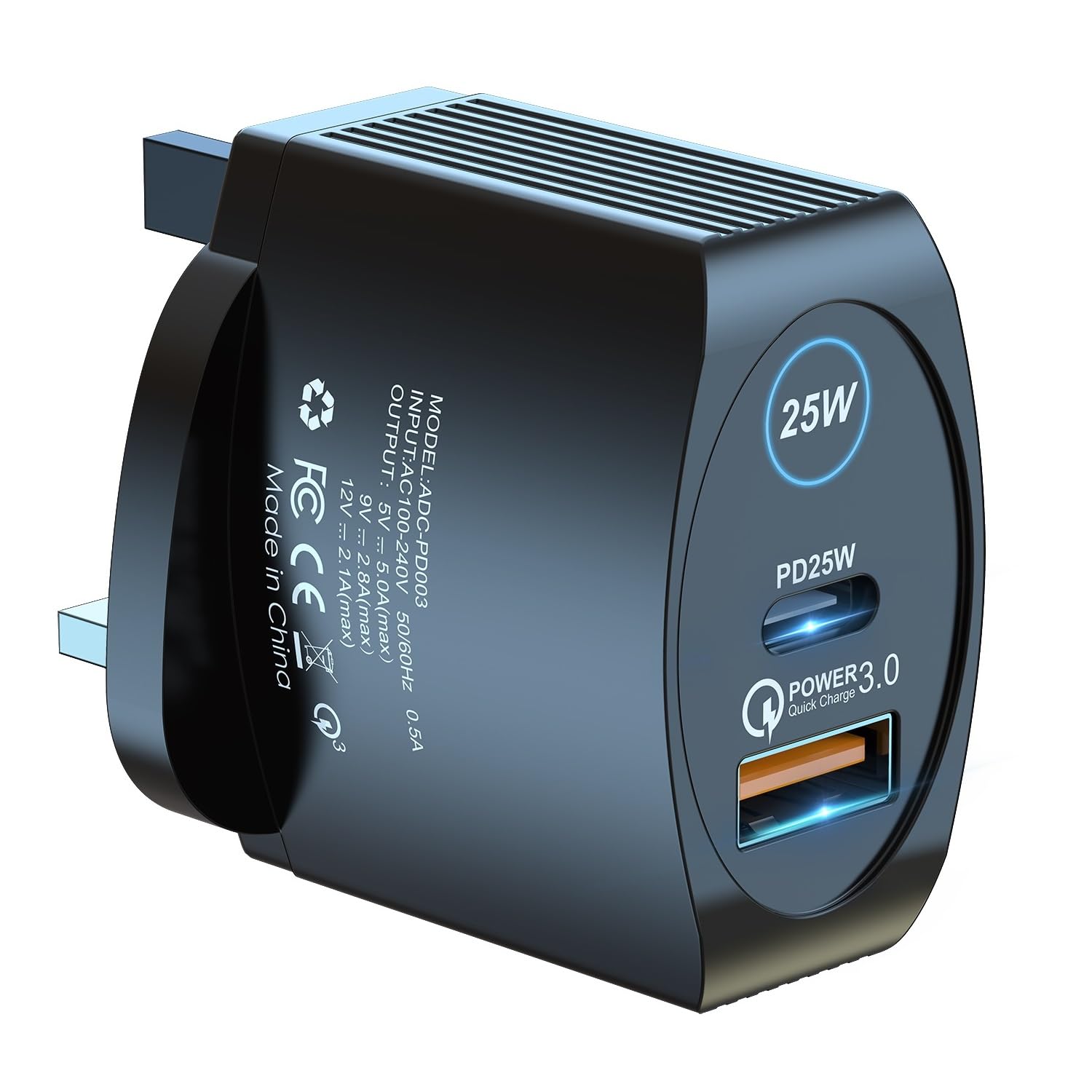 25W Dual USB Fast Charger Plug - USB C & USB A Super Fast Charger for Samsung S24/S23/S22/S21/S20/A15, iPhone, iPad, Apple Watch, Android Phones & Tablets - Perfect for Home, Office & Travel Charging