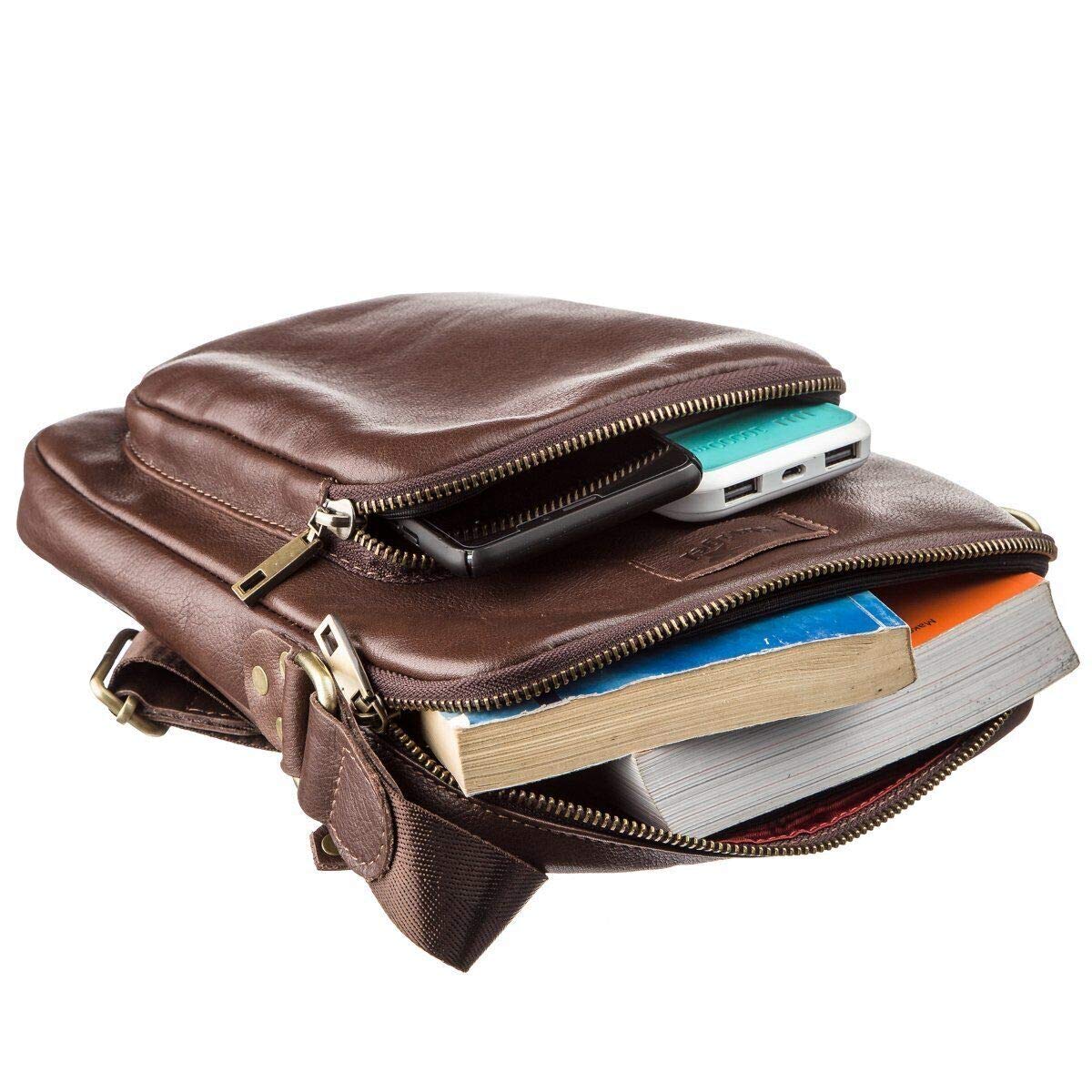 Premium Genuine Leather Crossbody Bag for Men - Stylish Brown Shoulder Bag - Shvigel 19112 - Perfect for Travel, Work & Everyday Use