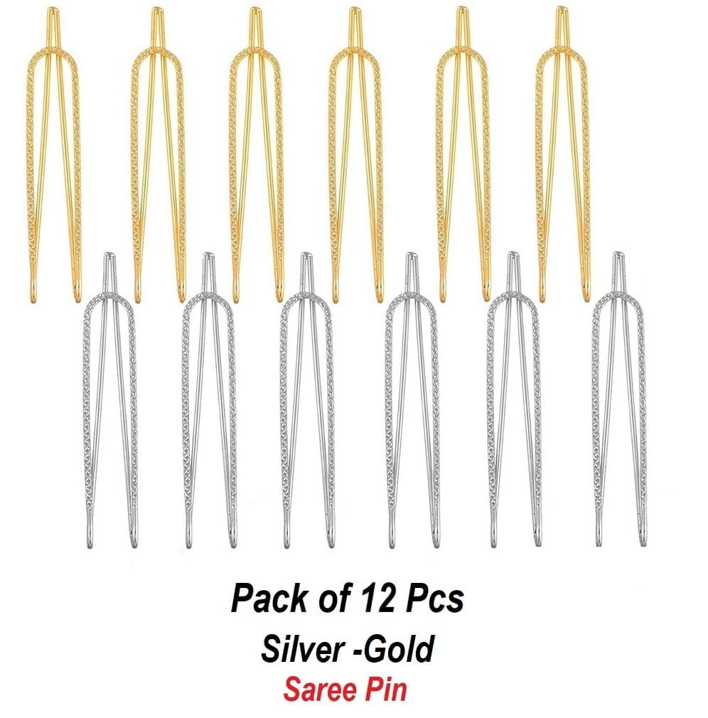 VAMA Strong Metal Saree Hijab Pallu Dupatta Chunari Pins - Multi-Purpose Clip On Brooch for Women | Perfect for Saree Draping, Hijab Styling & Dupatta Securing