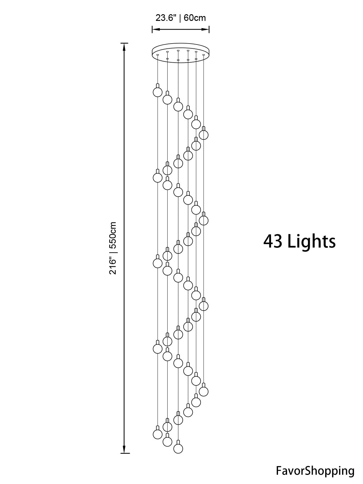 Elegant Multi Gold Glass Bubbles Staircase Chandelier - Modern Crystal Ceiling Light Fixture for Dining Room, Living Room, Foyer, and Stairwell Decor