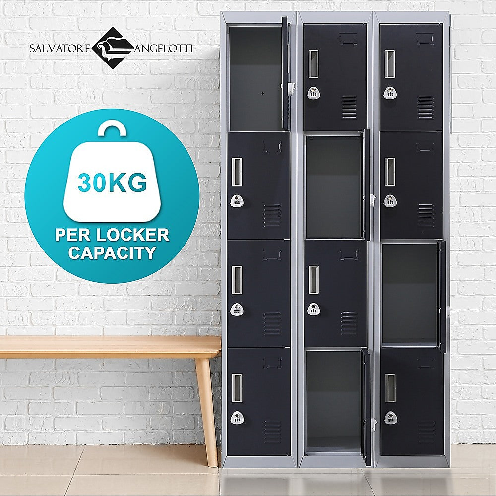 12-Door Locker with 3-Digit Combination Lock for Secure Storage - Perfect for Office, Gym, Shed, School & Home Organization