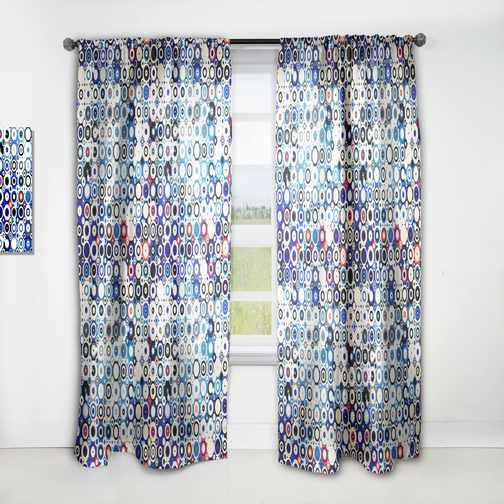 DesignQ Retro Disco Star & Dot Pattern Thermal Insulated Curtain Panel - 52x95 Inch - Blackout Drapes for Bedroom & Living Room - Perfect for Vintage Themed Decor & Light Control