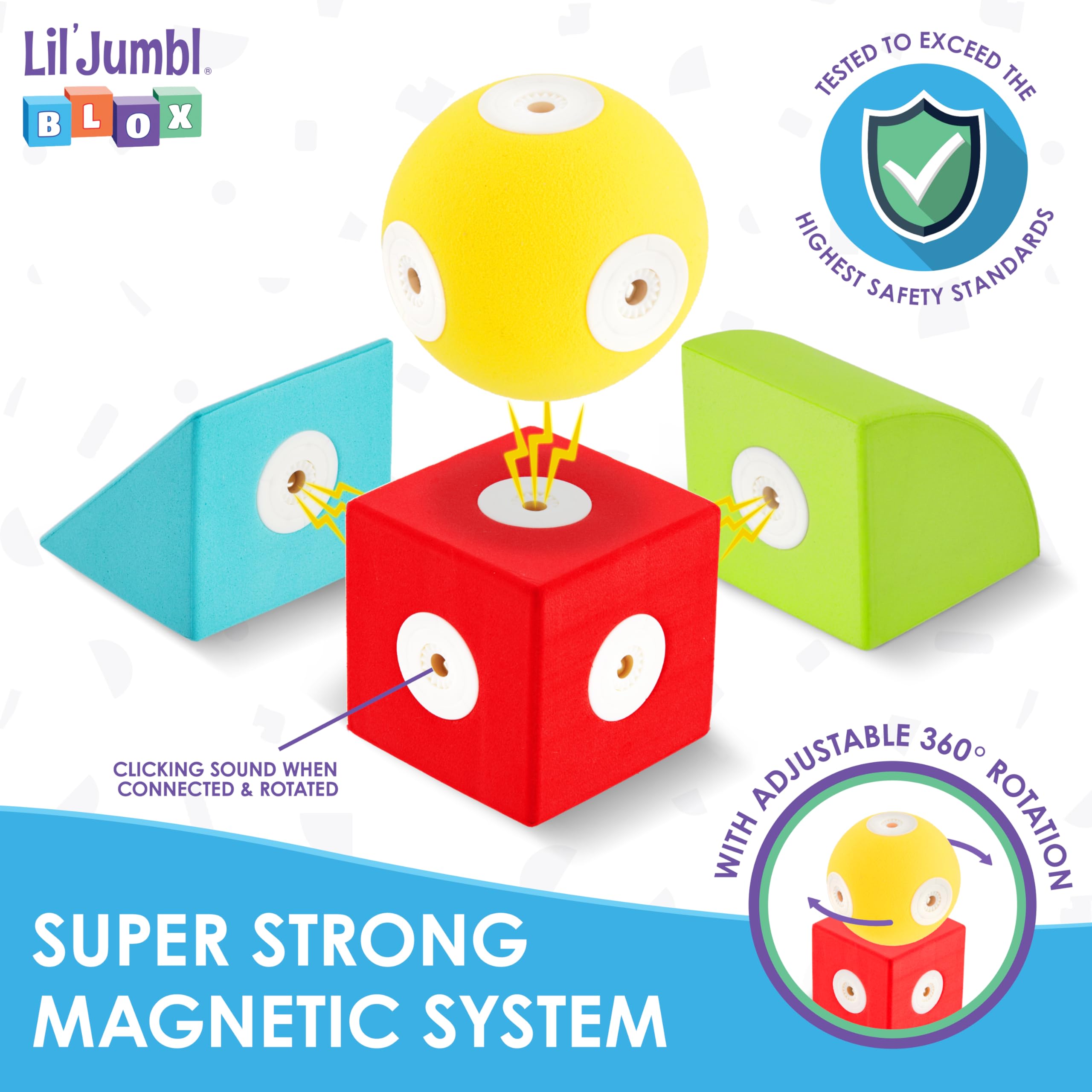 Lil' Jumbl Magnetic Foam STEM Sensory Toys for Kids - 35pc Castle Building Set, Bath & Engineering Toys for Toddlers Ages 3-6 | Preschool Learning, Creative Play & Bathtime Fun
