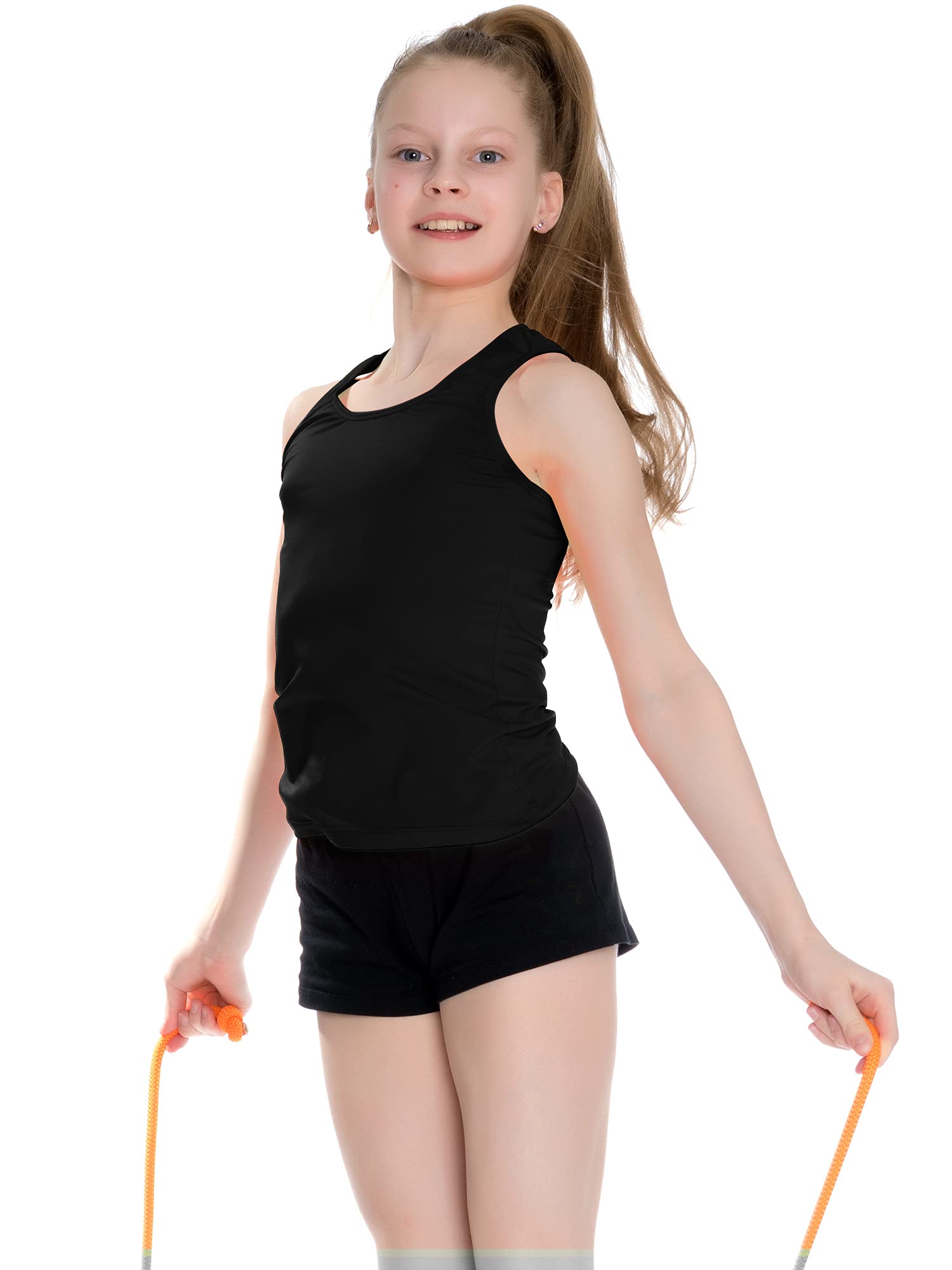Geyoga 6-Pack Girls Dance Tank Tops - Racerback Crop Tops for Ballet, Gymnastics & Dance | Breathable Sleeveless Performance Wear for Kids & Teens | Perfect for Dance Classes, Recitals & Practice