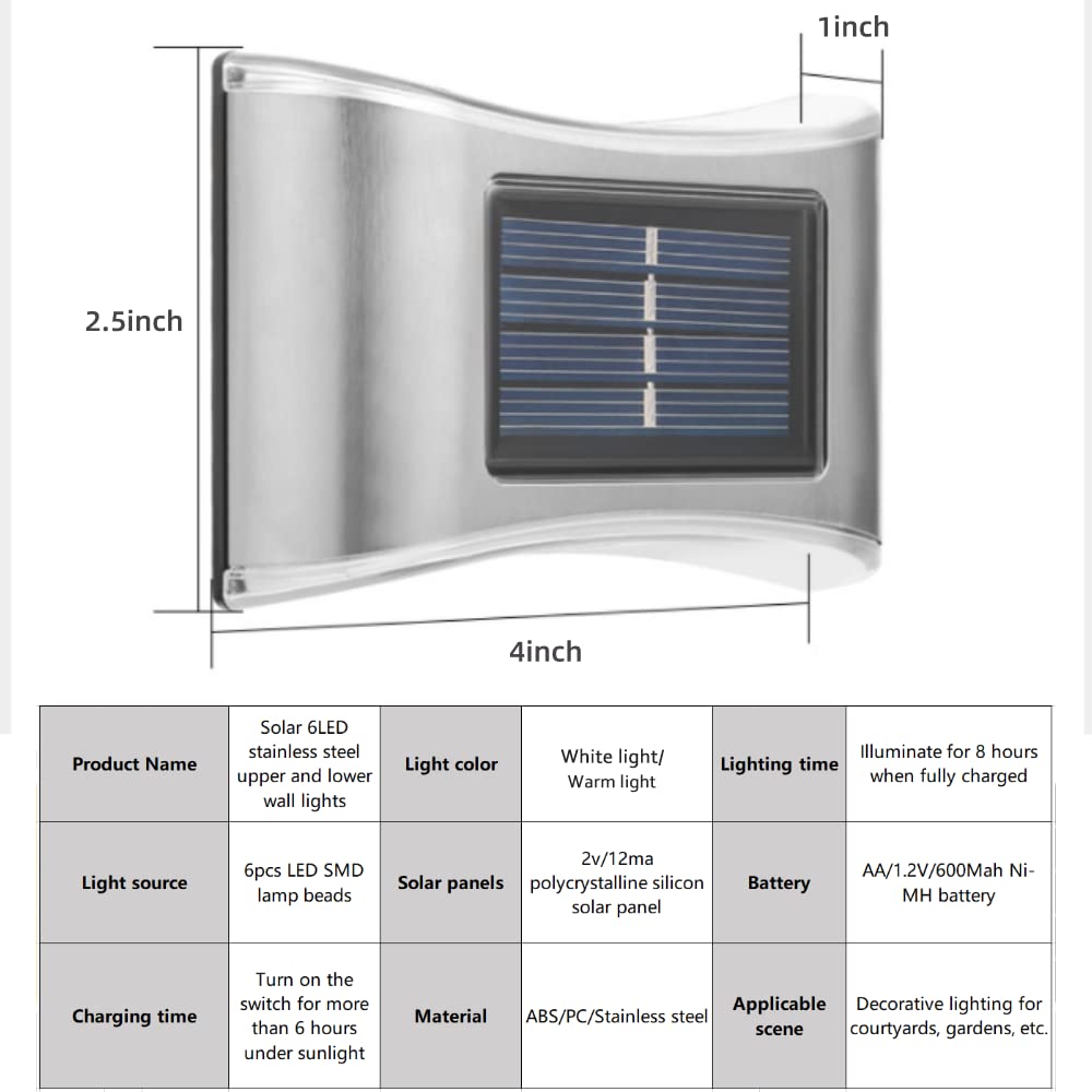 Solar LED Wall Lights - Waterproof Outdoor Garden & Balcony Lighting (4 Pack, Warm White) for Fence & Pathway