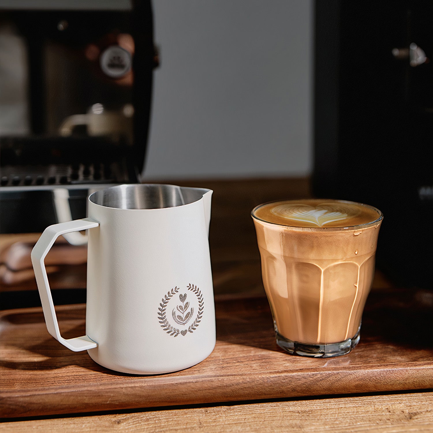 Premium Stainless Steel Latte Art Milk Pitcher - 12oz Barista Coffee Frothing Jug for Perfect Foam & Espresso Drinks - Ideal for Home & Cafe Use