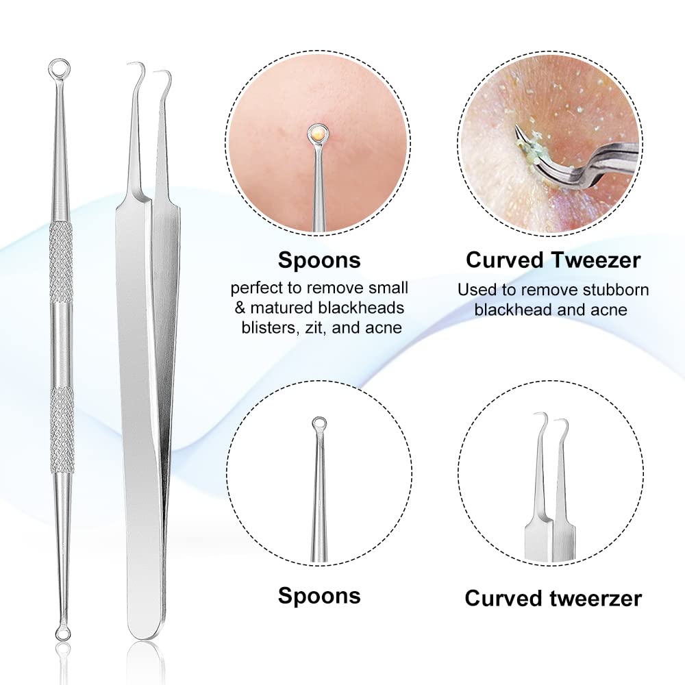 Professional Blackhead Remover & Pimple Popper Tool Kit - 6-Piece Stainless Steel Acne Comedone Extractor for Blackheads, Whiteheads & Blemishes - Safe & Effective Skin Care Tools for Facial Treatment & Spa Use