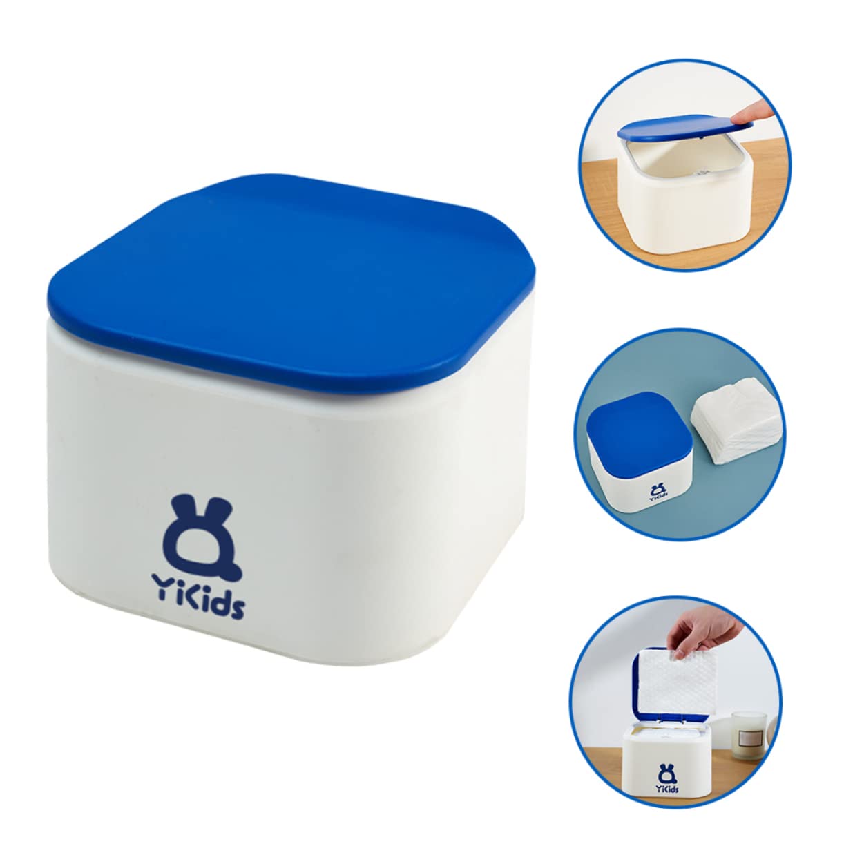 PRETYZOOM Desktop Storage Box - Refillable Wet Wipes Dispenser Case with PP Blue Design | Perfect for Office, Baby Care & Travel Organization