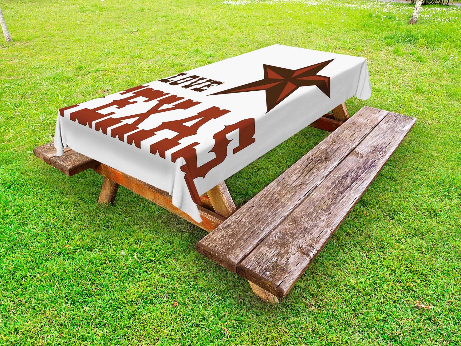 Ambesonne Texas Star Outdoor Tablecloth - Western Style Washable Picnic Table Cover 58