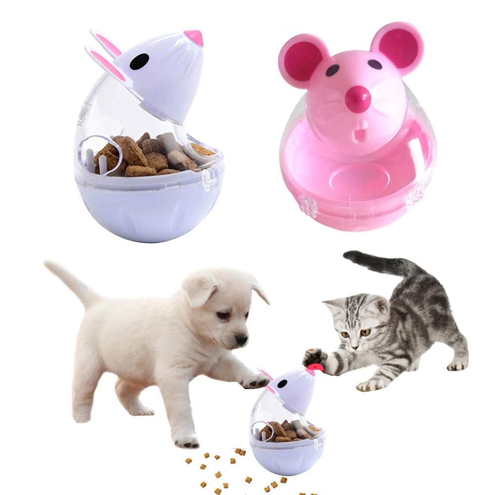 Interactive Cat Treat Dispenser Toy - Mouse Shape Puzzle Feeder for Kittens & Adult Cats - Fun Chew Play & Food Storage - Beige - Perfect for Boredom Relief & Mental Stimulation