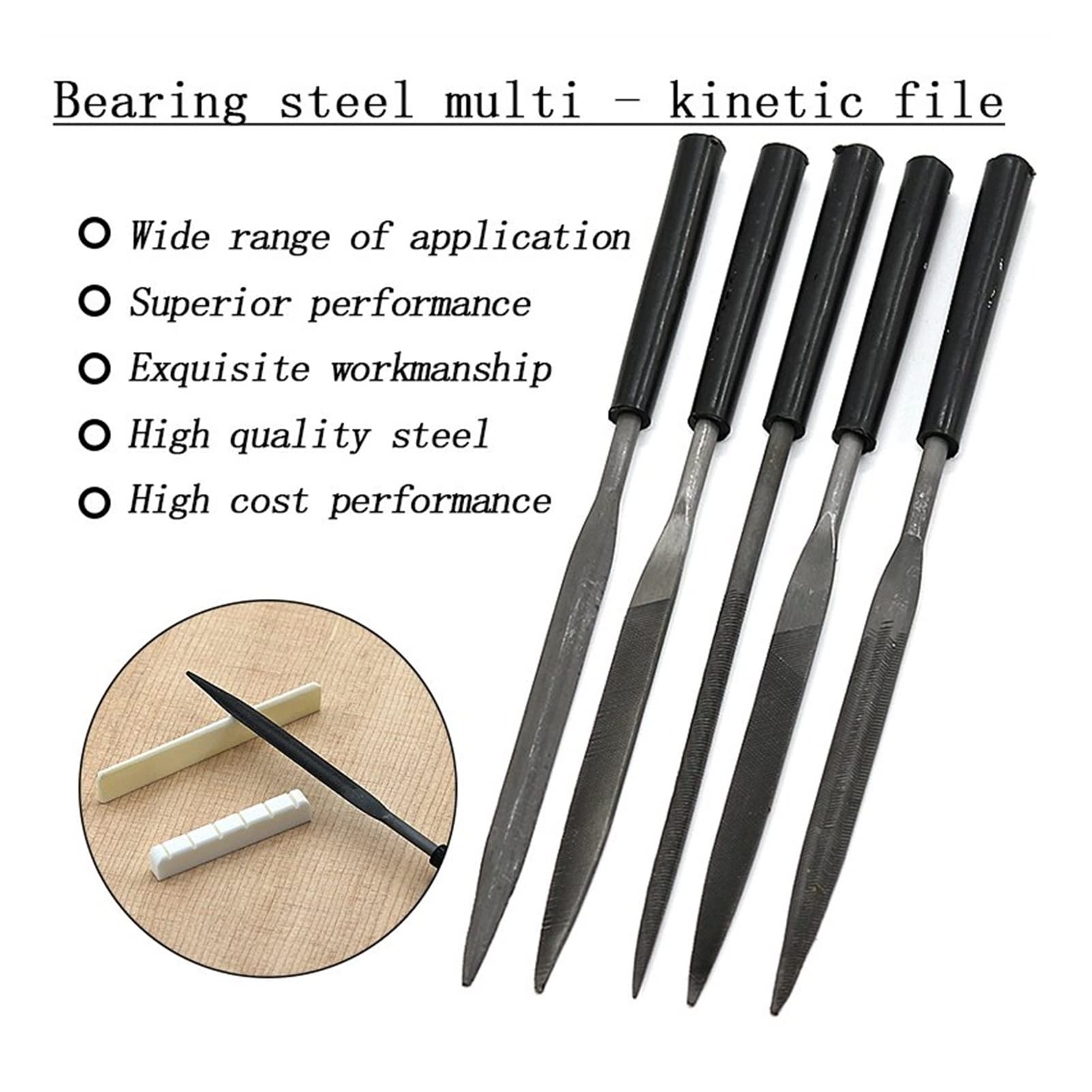 10pcs Needle File Set for Guitar Repair & Wood Carving - Saddle Nut Sharpening Tools