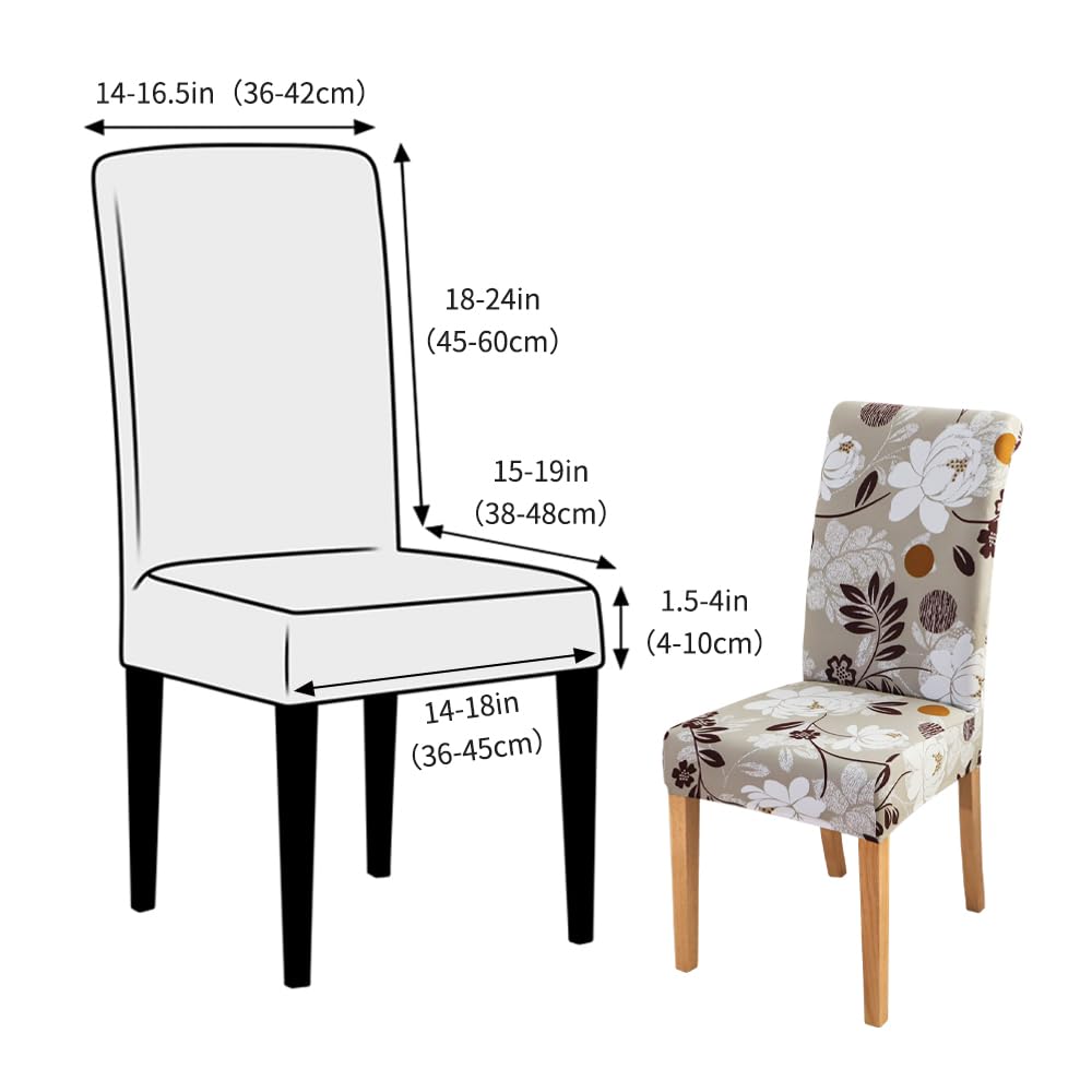 FORCHEER Stretch Dining Chair Covers Set of 4 - Beige Floral Pattern Washable Slipcovers for Kitchen, Parsons & Dining Room Chairs | Perfect for Home Decor, Parties & Daily Use (Pack of 4)