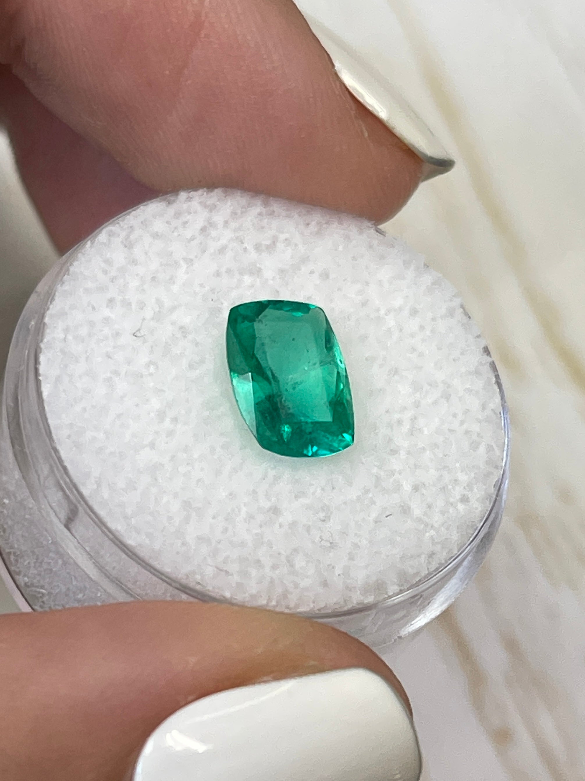 1.85 Carat 10x7mm Vivid Green Natural Colombian Loose Emerald - Elongated Cushion Cut Gemstone for Jewelry Making & Engagement Rings