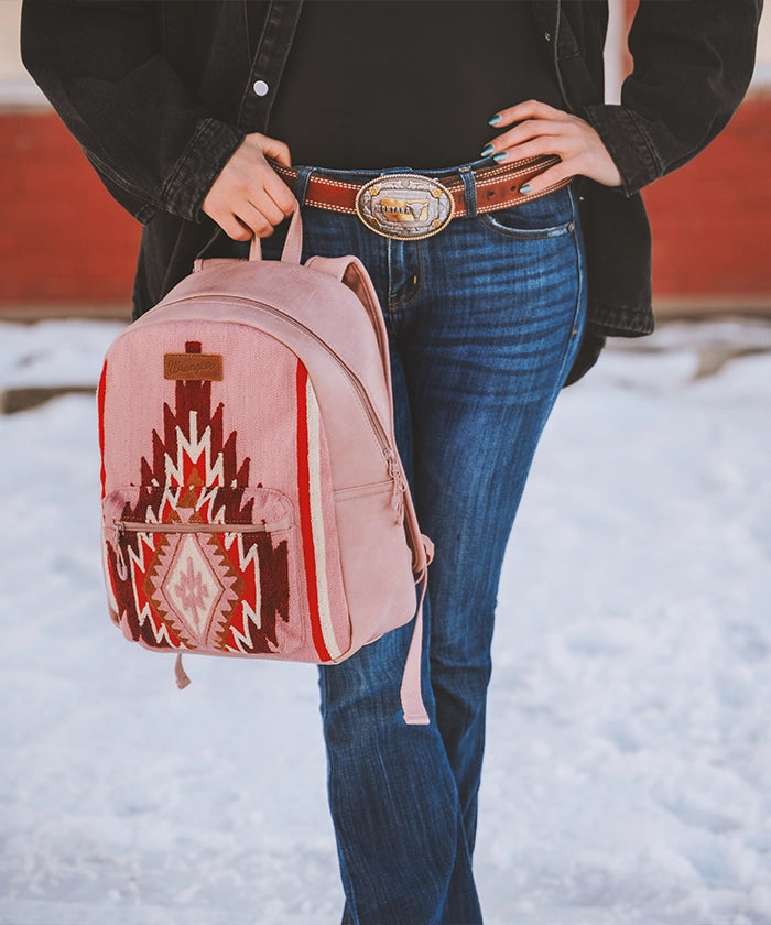 Wrangler Aztec Knitted Backpack - Stylish & Durable College Backpack for Women & Men - Perfect for School, Travel & Outdoor Adventures