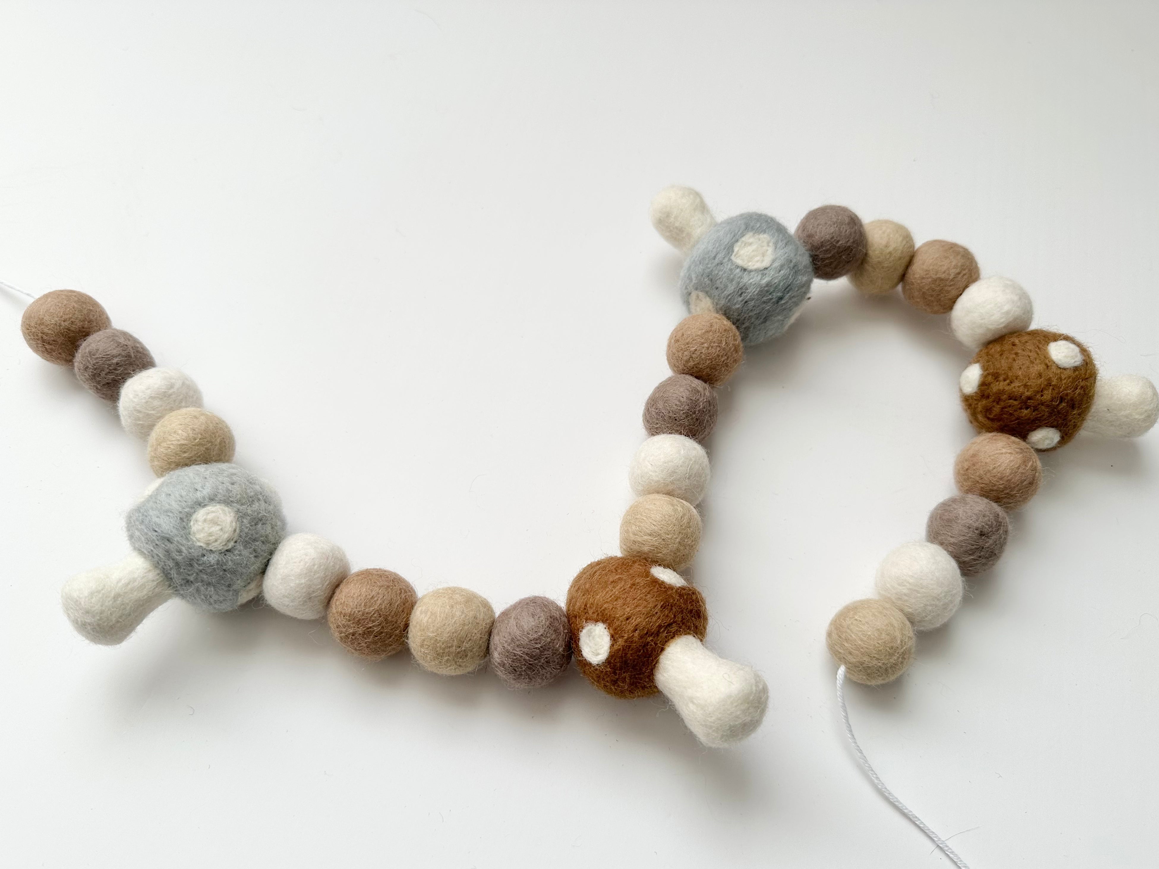 Neutral Mushroom Garland Decor - Boho Home & Party Decoration for Wall, Nursery, Wedding, and Festive Events