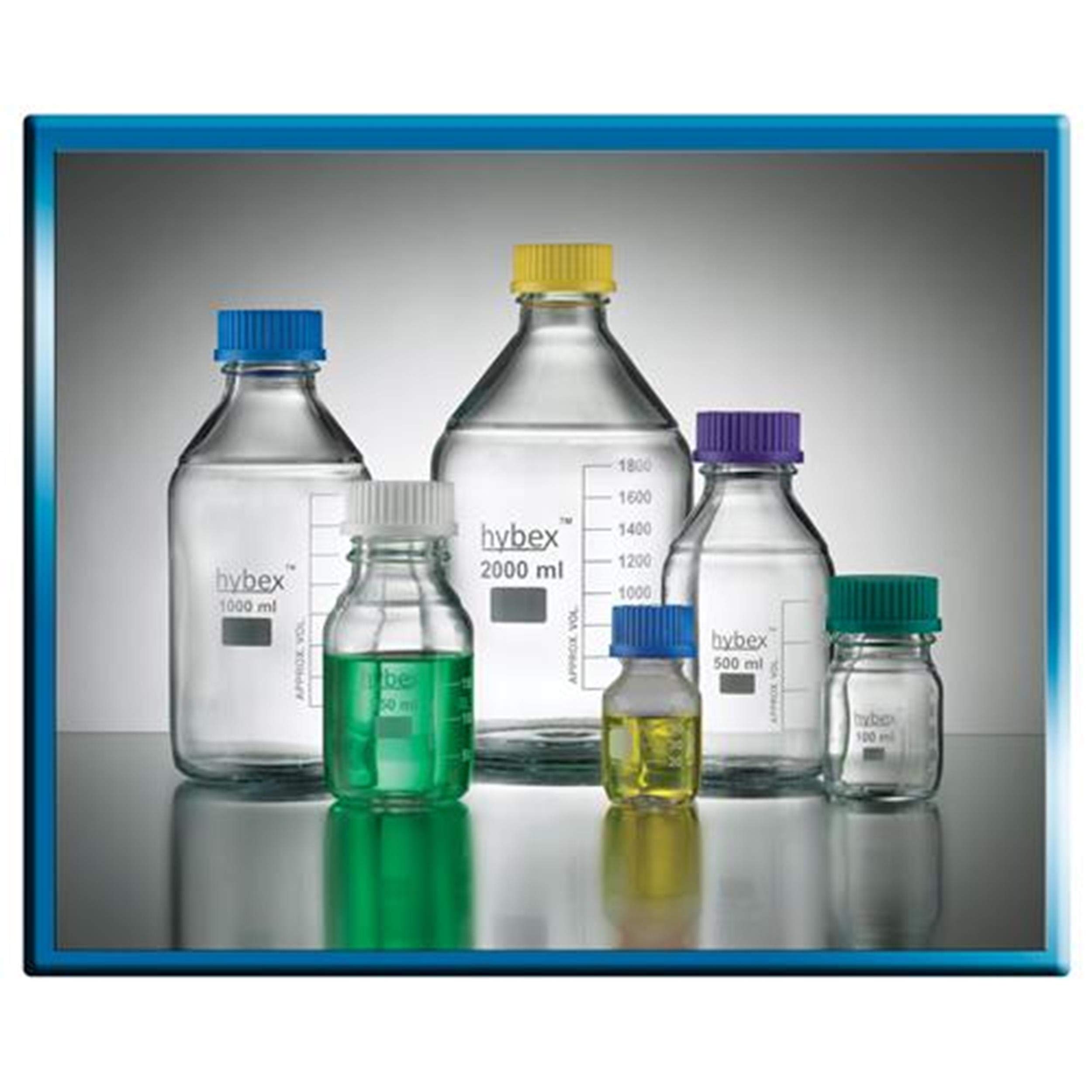 Benchmark Scientific B3000-1000-P Hybex 1000mL Borosilicate Glass Media Storage Bottle with Purple Cap - Pack of 10 | Lab-Grade Solution for Cell Culture, Media Storage & Chemical Handling
