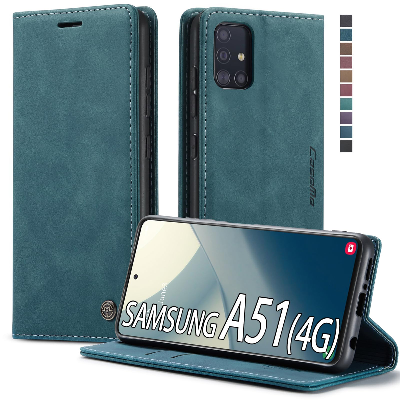 Samsung Galaxy A51 Wallet Case with Magnetic Stand - Book Style Leather Flip Cover with Card Slots & Kickstand - Protective Phone Case for Samsung Galaxy A51 6.5 Inch (Blue) - Perfect for Work, Travel & Daily Use
