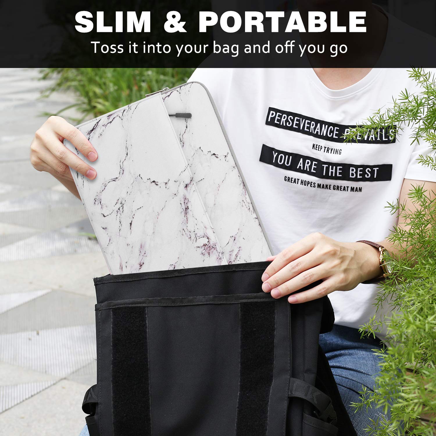 MoKo 9-11 Inch Tablet Sleeve Case for iPad Pro 11 M4/Air M2, iPad Air 5/4/3, iPad 10/9/8/7 - Protective Marble Design - Perfect for Travel, Office & School Use