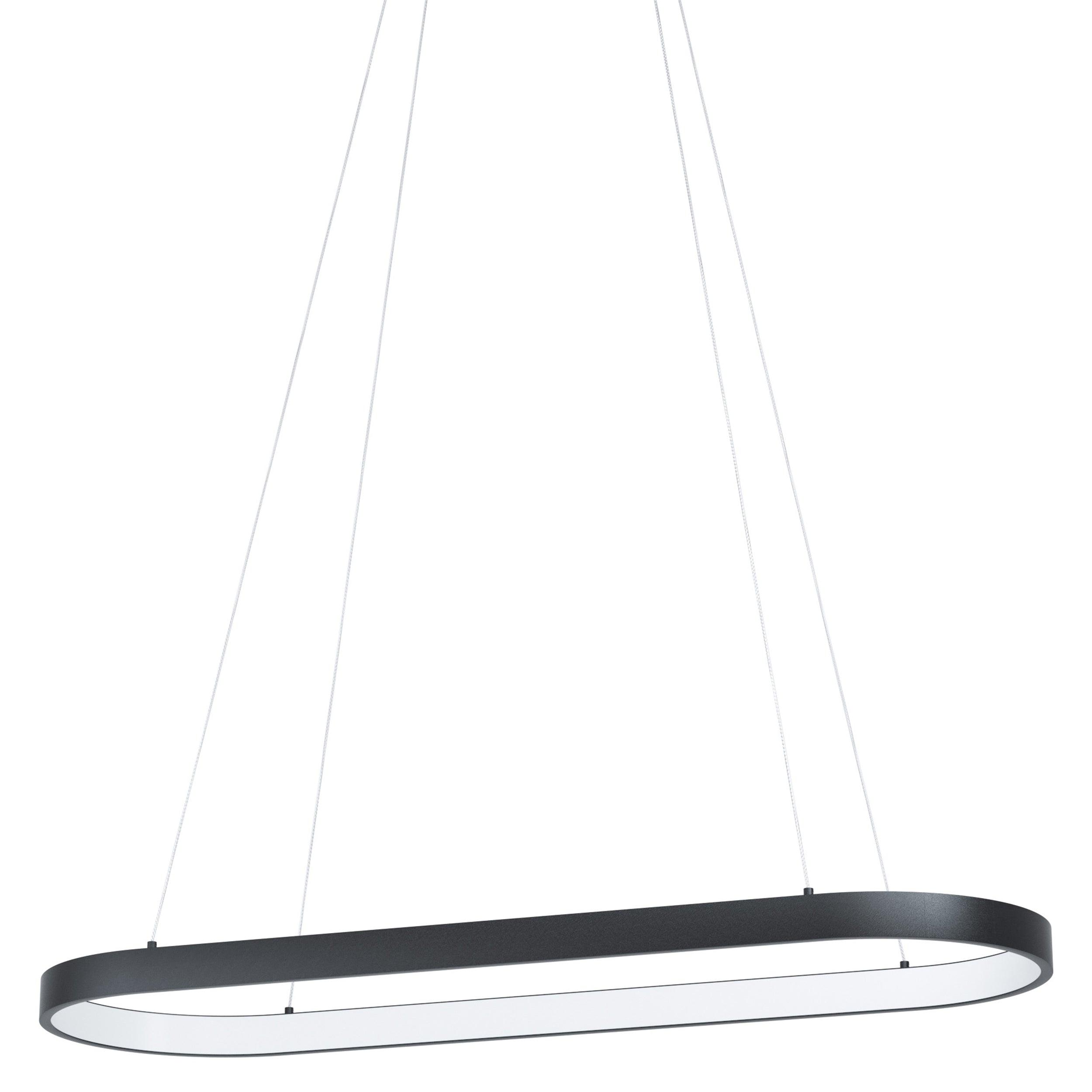 Eglo Codriales Modern LED Black Elliptical Ceiling Light Fixture - Energy Efficient Hanging Pendant for Dining Room, Kitchen Island & Bedroom Lighting