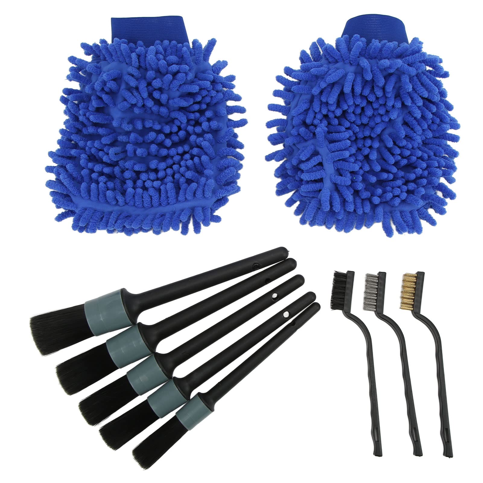10Pcs Auto Detailing Brush Set - Flexible Soft Car Cleaning Kit with Wash Mitt & Wire Brushes for Bumpers, Mudguards, Wheels | Perfect for Car Wash, Detailing & Auto Maintenance