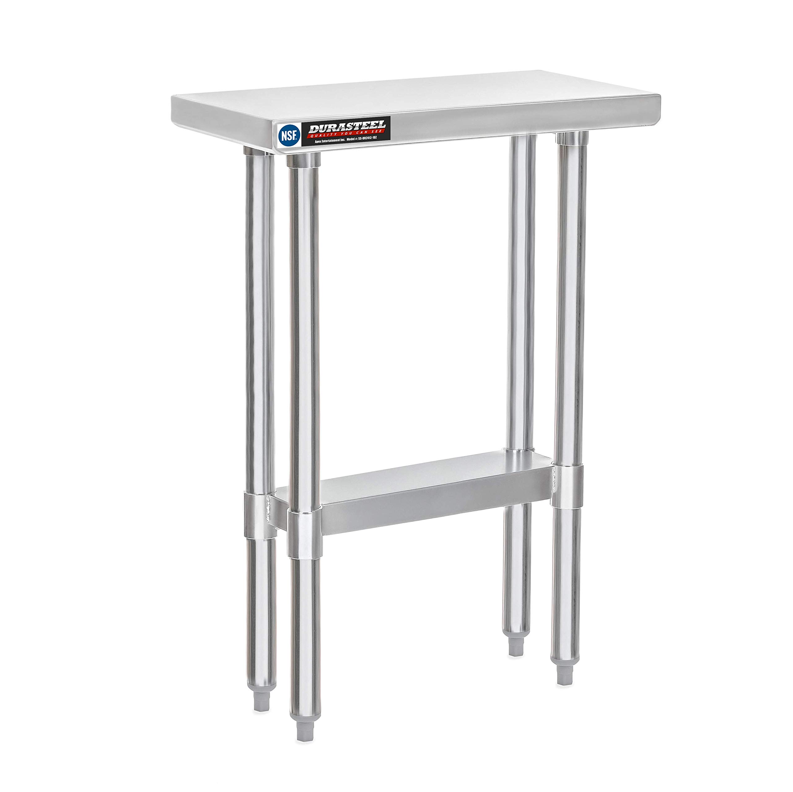 DuraSteel 24x12 Stainless Steel Commercial Work Table - NSF Certified Food Prep Table with Undershelf | Compact Kitchen, Laundry Room, Outdoor Grill & Small Space Solution