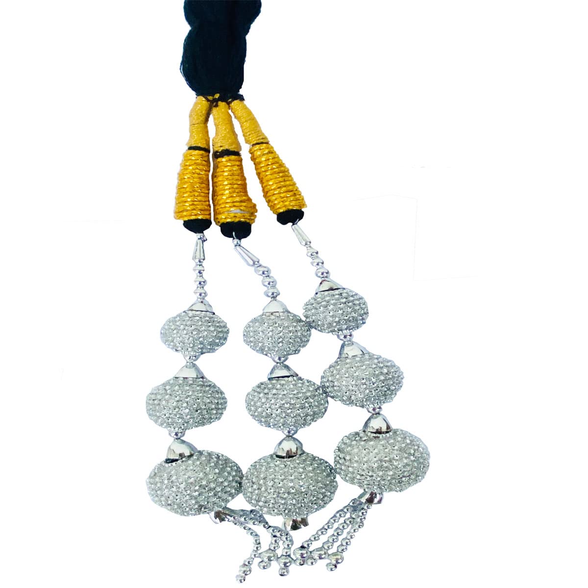 VinshBond Fancy Punjabi Paranda Choti Parandi Braid Hair Extension for Women - Silver (1 Piece) | Traditional Indian Hair Accessory for Weddings, Parties & Cultural Events