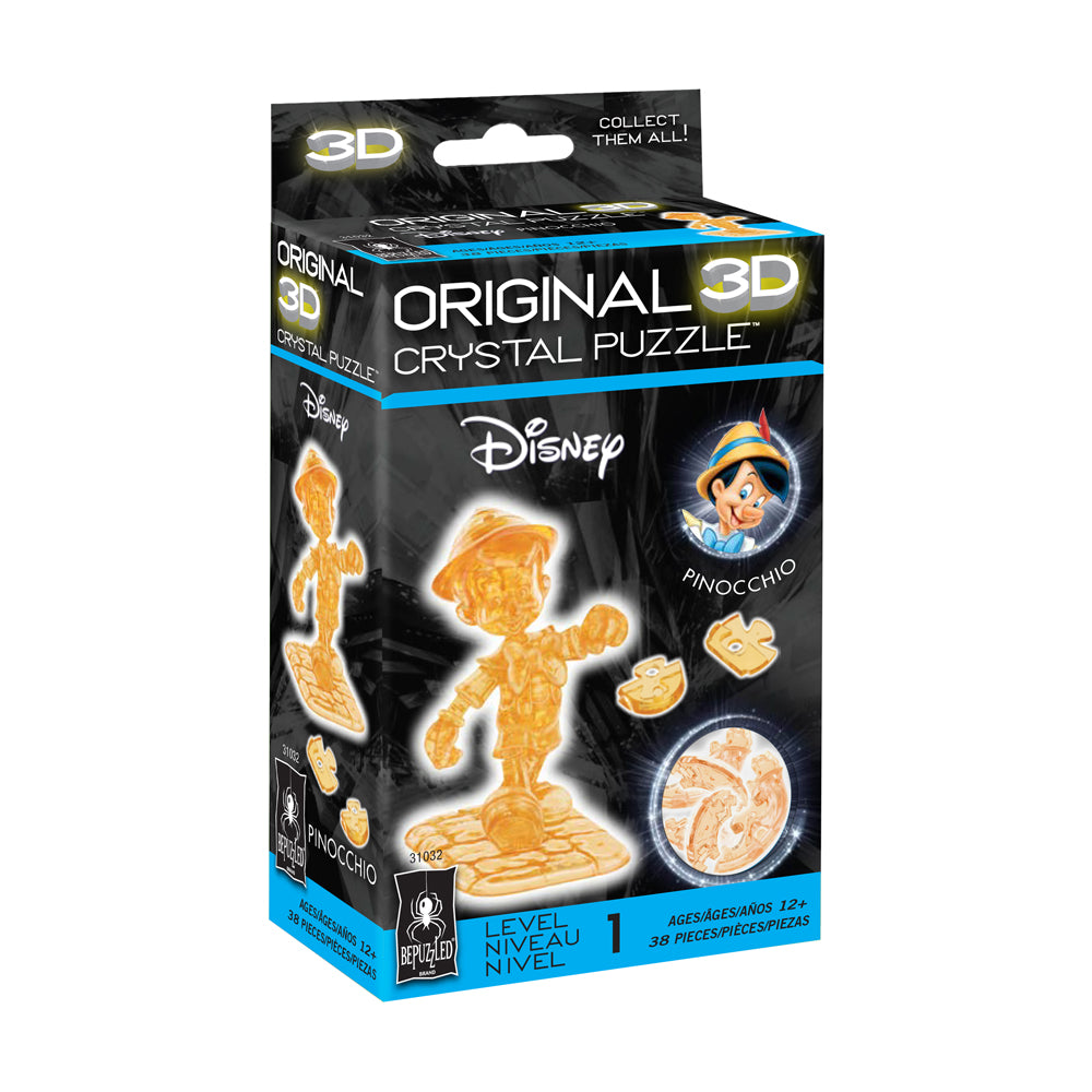 Disney Pinocchio 3D Crystal Puzzle - 38 Piece Brain Teaser for Adults & Kids | Fun Family Game Night Activity & Collector's Gift
